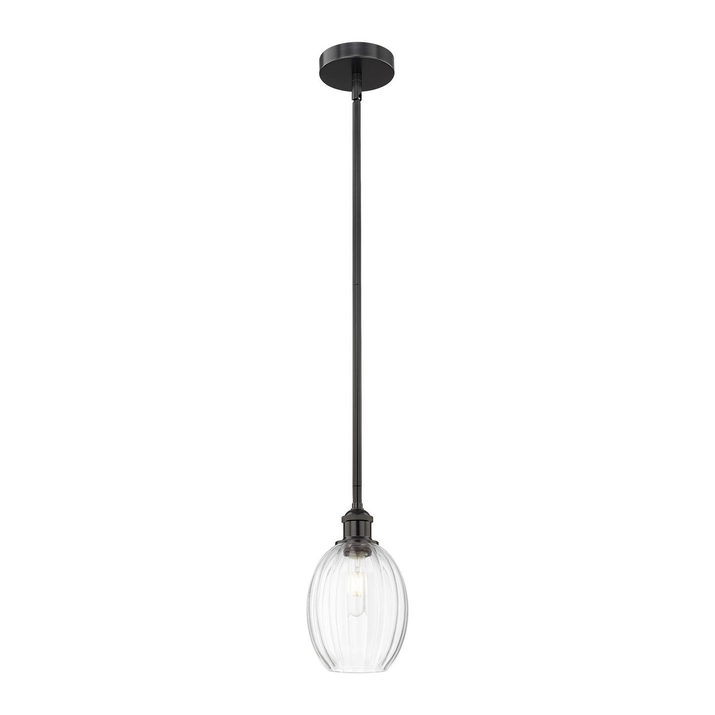 Innovations Preston Bulb 6.25in 1-Light Mini Pendant | Industrial Matte Black Steel and Clear Glass | Kitchen Island & Dining | Model 616-1S-BK-G459-6CL