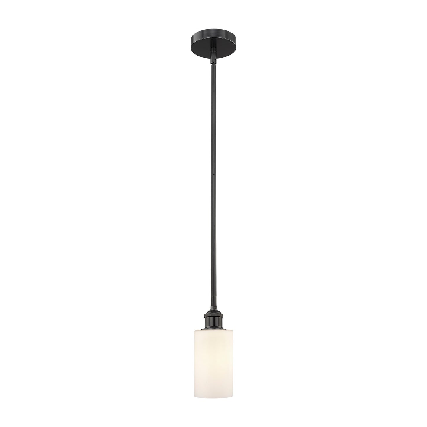Innovations Clymer 4in 1-Light Mini Pendant | Industrial Matte Black Steel and Matte White Glass | Kitchen Island & Dining Room | Model 616-1S-BK-G801-LED