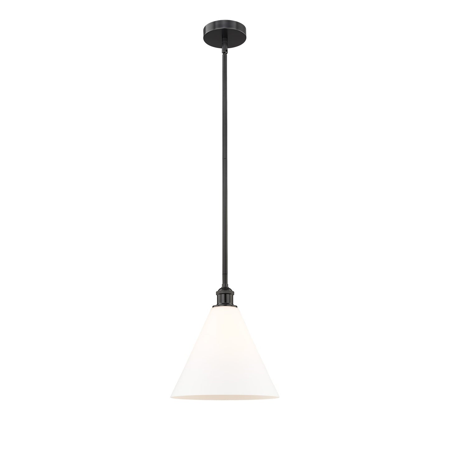 Innovations Berkshire Glass 12in 1-Light Mini Pendant | Industrial Matte Black Steel and Matte White Glass | Kitchen Island | Model 616-1S-BK-GBC-121-LED
