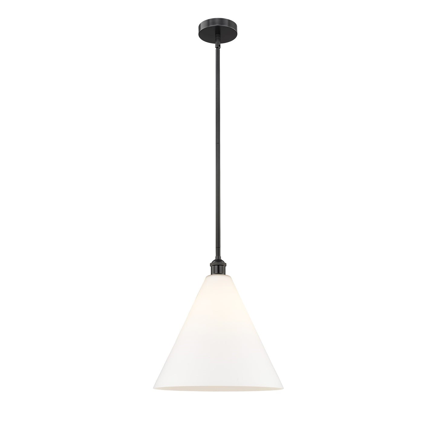 Innovations Berkshire Glass 16in 1-Light Pendant | Industrial Matte Black Steel and Matte White Glass | Kitchen Island & Dining | Model 616-1S-BK-GBC-161