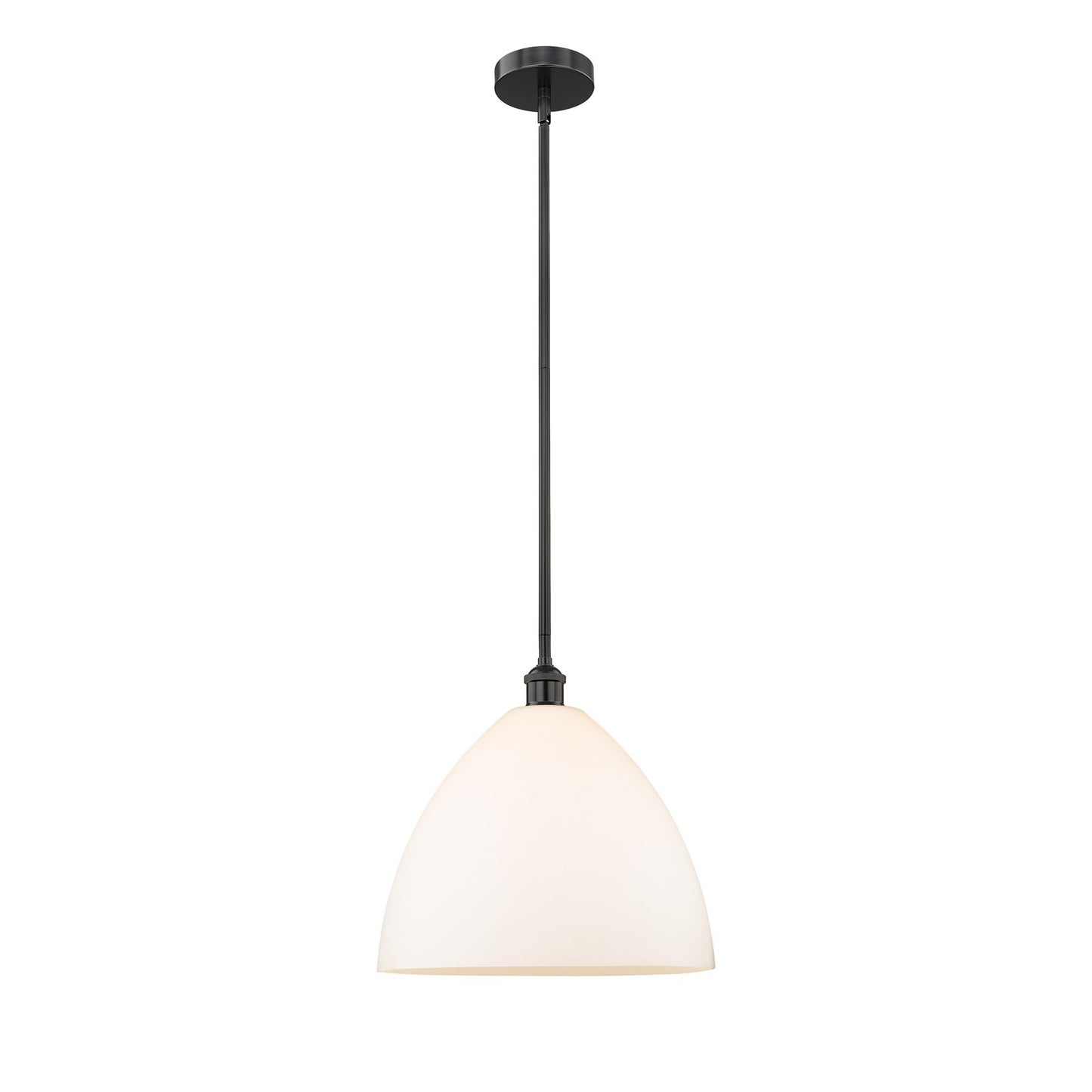 Innovations Bristol 16in 1-Light Pendant | Industrial Matte Black Steel and Matte White Glass | Kitchen Island & Dining Room | Model 616-1S-BK-GBD-161