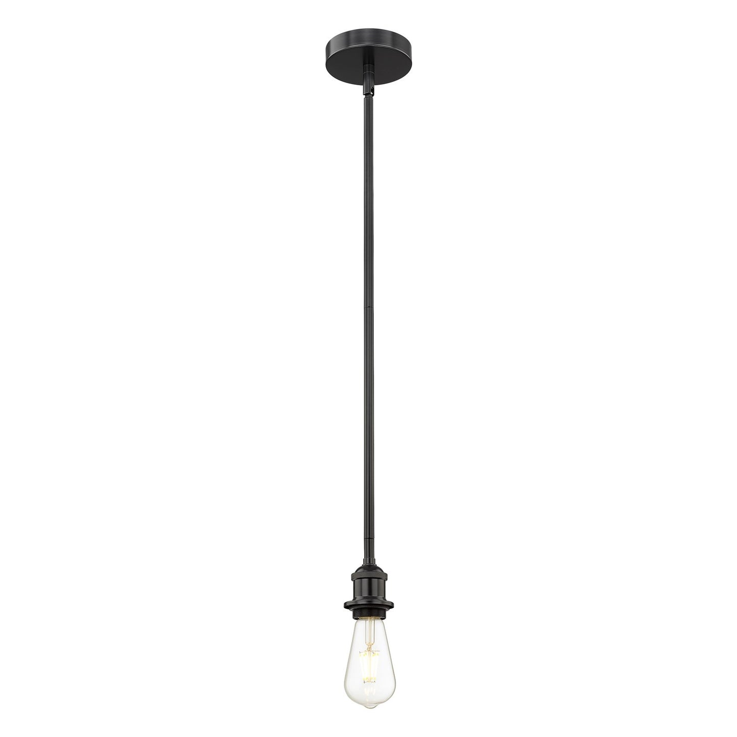 Innovations Lighting Edison 2in 1-Light Mini Pendant | Industrial Matte Black Steel Bare Bulb | Kitchen Island & Dining Room | Damp | Model 616-1S-BK-LED