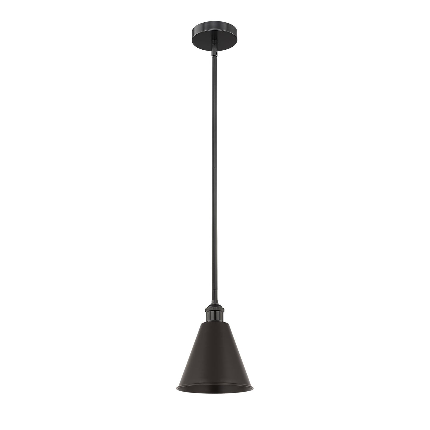 Innovations Berkshire 8in 1-Light Mini Pendant | Industrial Farmhouse Matte Black Steel and Metal Shade | Kitchen Island & | Model 616-1S-BK-MBC-8-BK-LED
