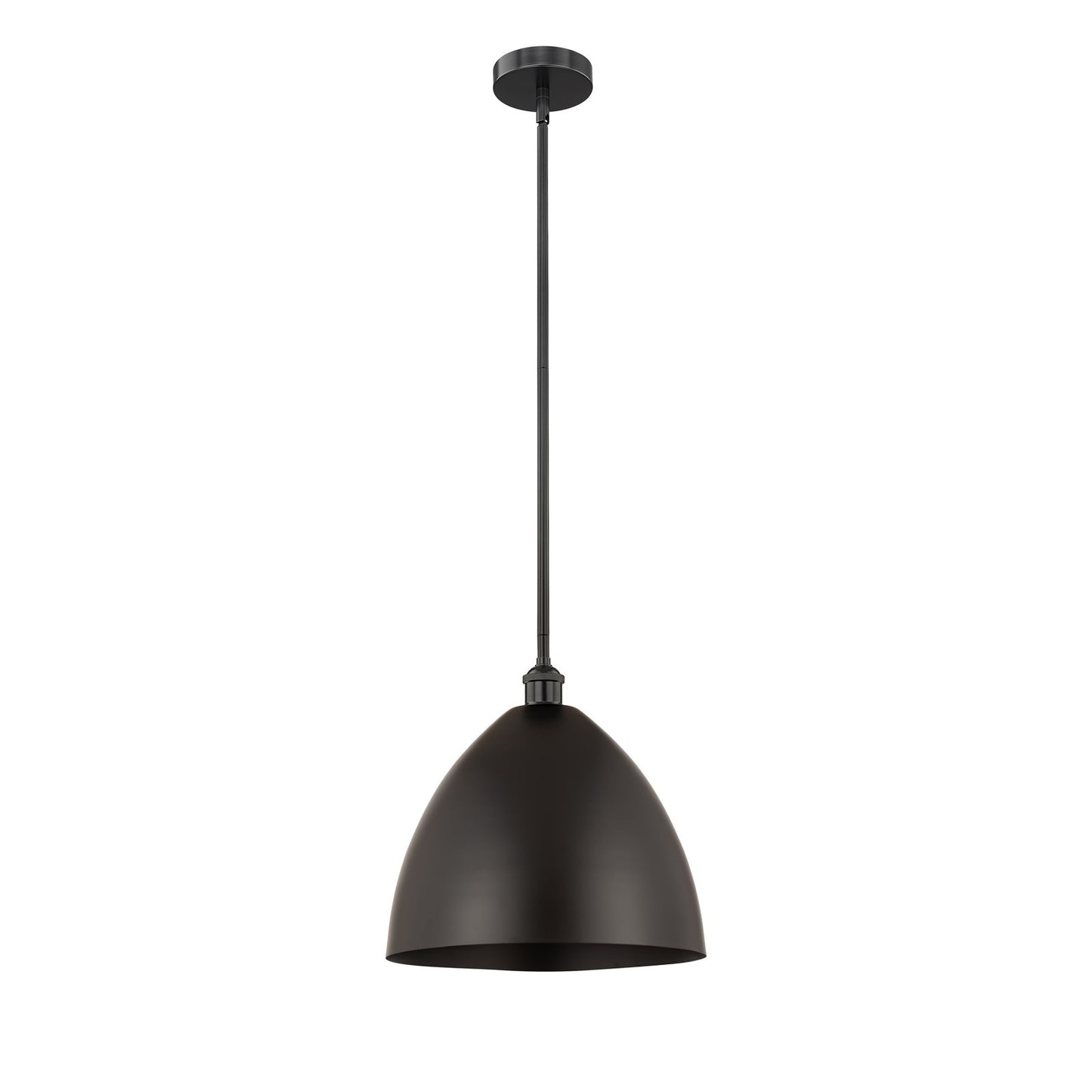 Innovations Bristol 16in 1-Light Mini Pendant | Industrial Farmhouse Matte Black Steel and Matte Black Metal Shade | Kitchen | Model 616-1S-BK-MBD-16-BK