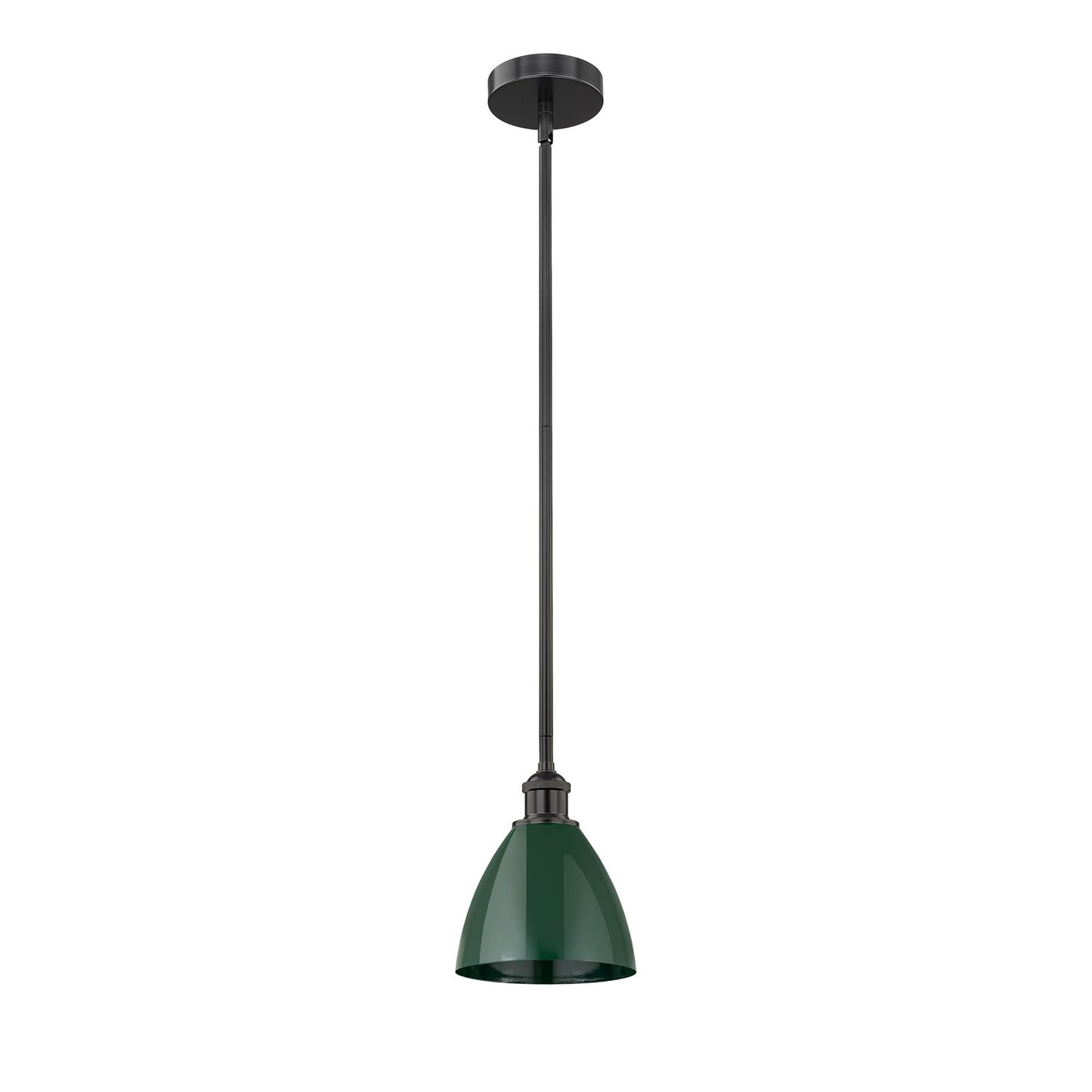 Innovations Plymouth 8in 1-Light Mini Pendant | Industrial Matte Black Steel and Green Metal | Kitchen Island | 7.5 x 7.5 | Model 616-1S-BK-MBD-75-GR-LED
