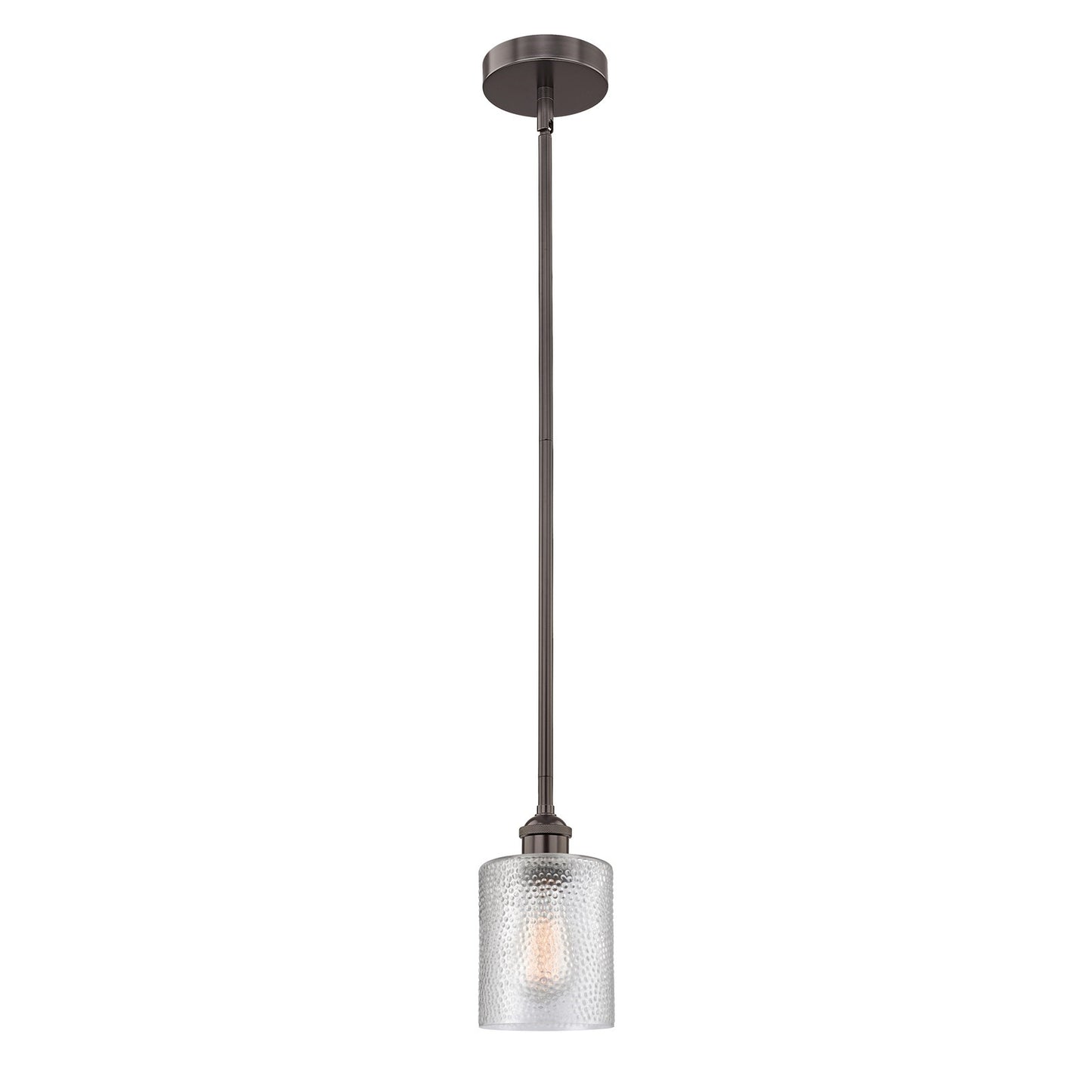 Innovations Cobbleskill 5in 1-Light Mini Pendant | Industrial Oil Rubbed Bronze Steel and Clear Glass | Kitchen Island & Dining | Model 616-1S-OB-G112