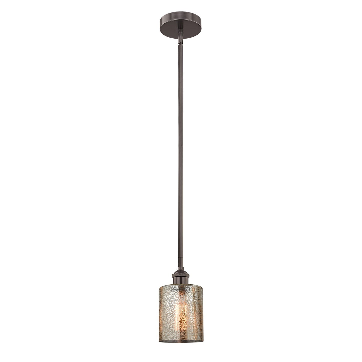 Innovations Cobbleskill 5in 1-Light Mini Pendant | Industrial Oil Rubbed Bronze Steel and Mercury Glass | Kitchen Island & | Model 616-1S-OB-G116-LED