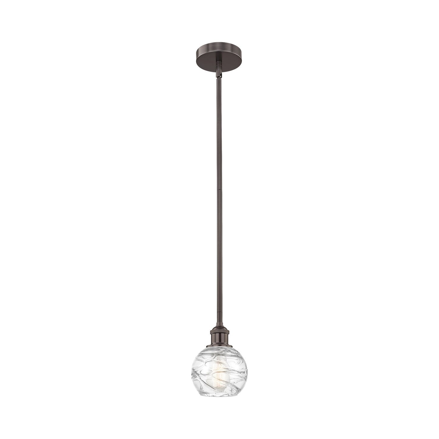 Innovations Athens Deco Swirl 6in 1-Light Mini Pendant | Industrial Oil Rubbed Bronze Steel and Clear Glass | Kitchen Island & | Model 616-1S-OB-G1213-6CL