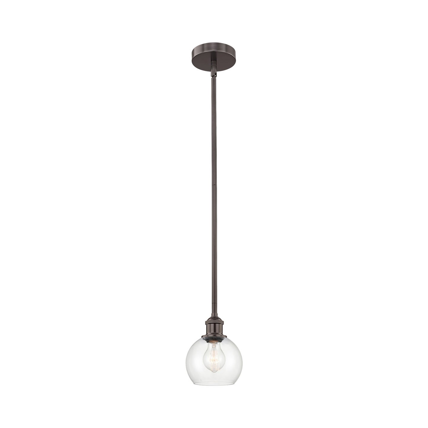 Innovations Athens 6in 1-Light Mini Pendant | Industrial Oil Rubbed Bronze Steel and Clear Glass | Kitchen Island & Dining Room | Model 616-1S-OB-G122-6