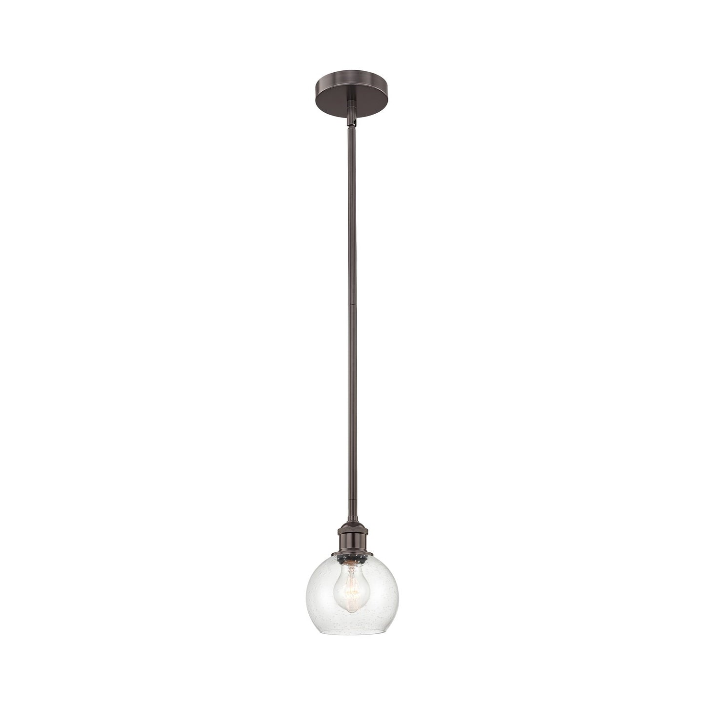Innovations Athens 6in 1-Light Mini Pendant | Industrial Oil Rubbed Bronze Steel and Seedy Glass | Kitchen Island & Dining Room | Model 616-1S-OB-G124-6