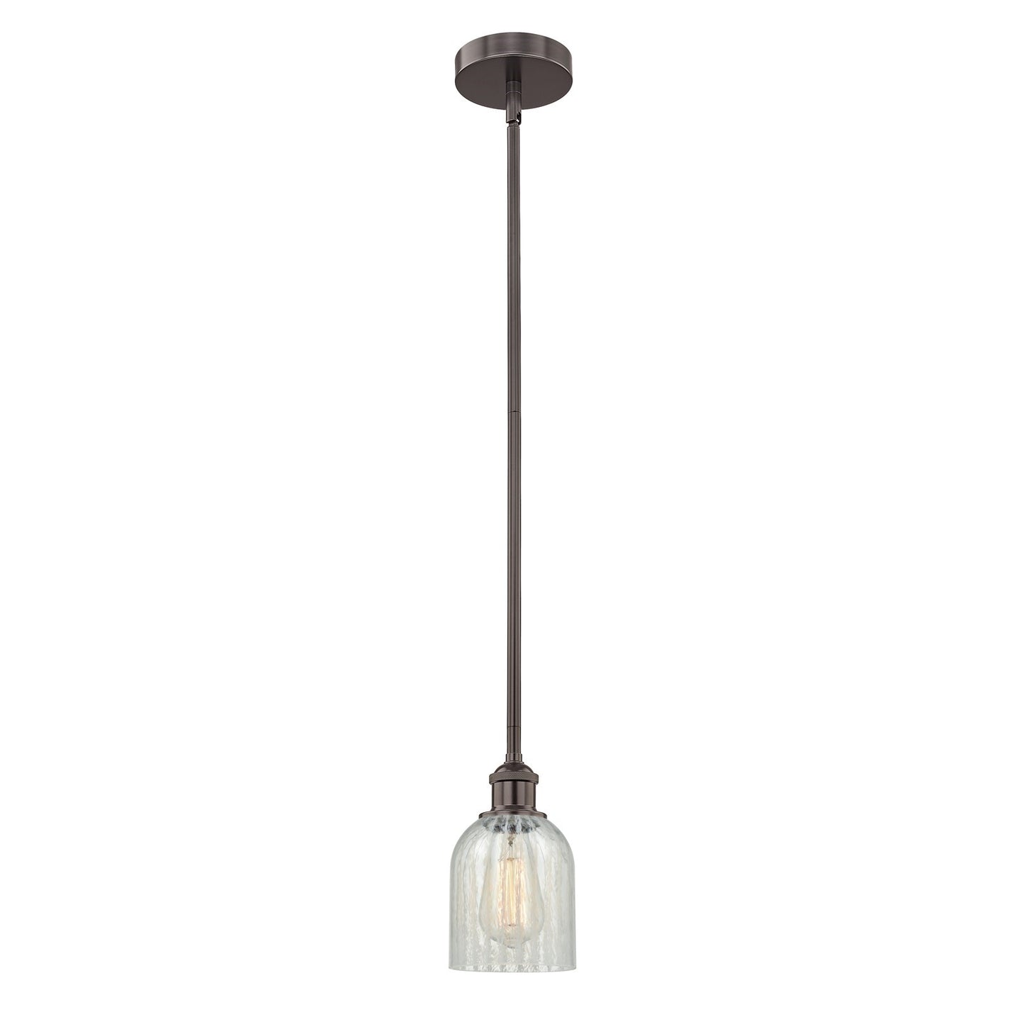 Innovations Caledonia 5in 1-Light Mini Pendant | Industrial Oil Rubbed Bronze Steel and Mouchette Glass | Kitchen Island & Dining | Model 616-1S-OB-G2511