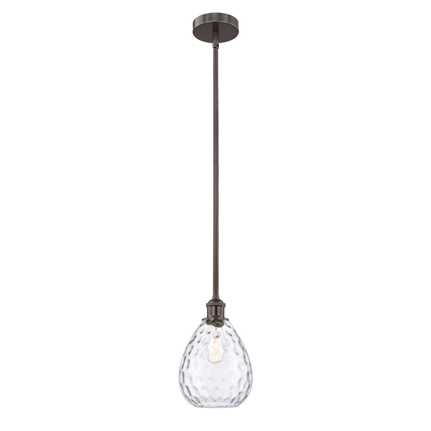Innovations Waverly 8in 1-Light Mini Pendant | Industrial Oil Rubbed Bronze Steel and Clear Glass | Kitchen Island & Dining | Model 616-1S-OB-G372-LED