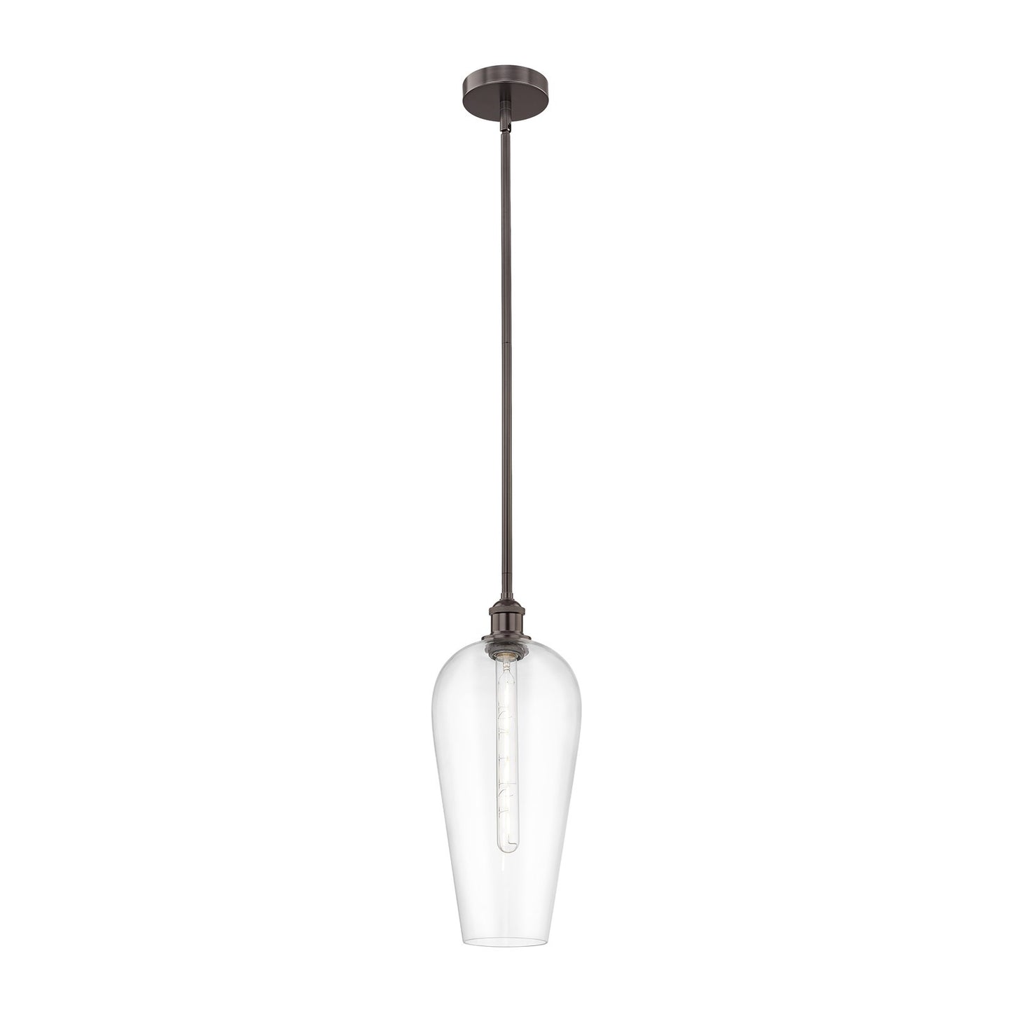 Innovations Chelsea 8in 1-Light Mini Pendant | Industrial Oil Rubbed Bronze Steel and Clear Glass | Kitchen Island & Dining | Model 616-1S-OB-G456-8CL