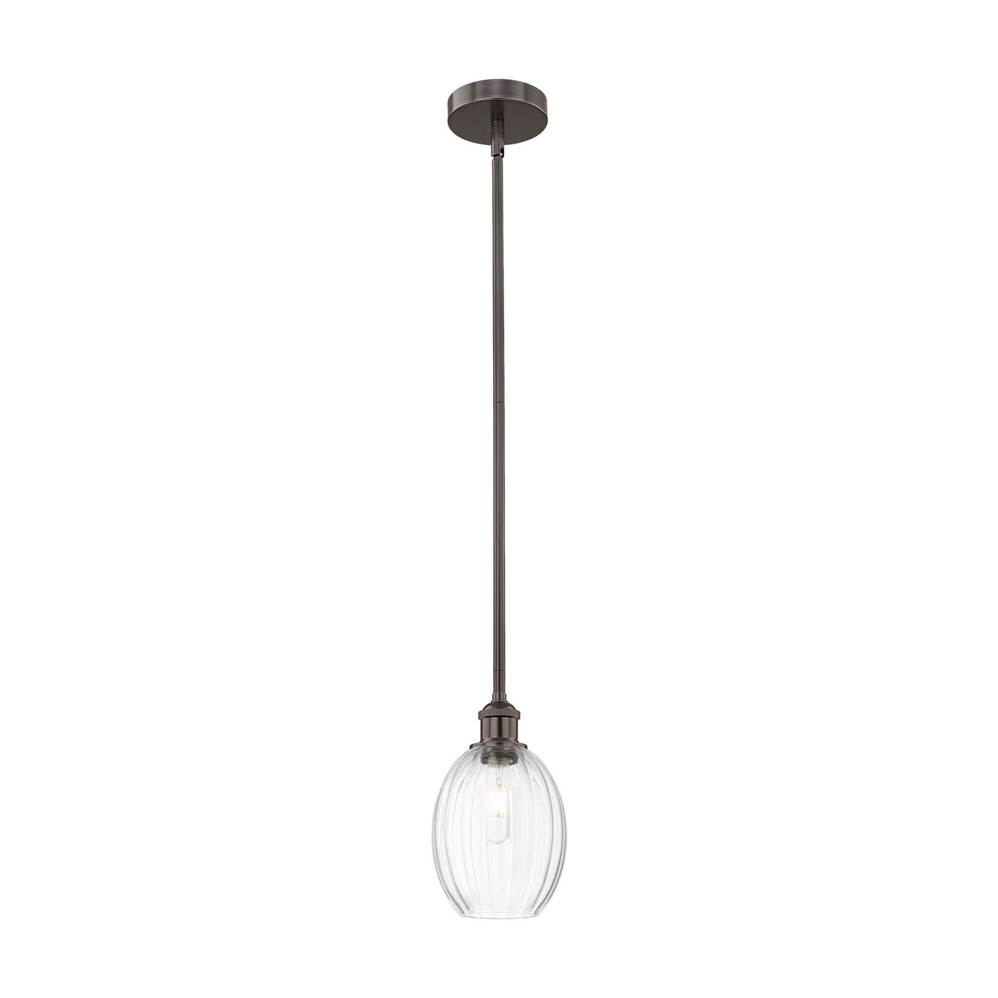 Innovations Preston Bulb 6.25in 1-Light Mini Pendant | Industrial Oil Rubbed Bronze Steel and Clear Glass | Kitchen Island & | Model 616-1S-OB-G459-6CL