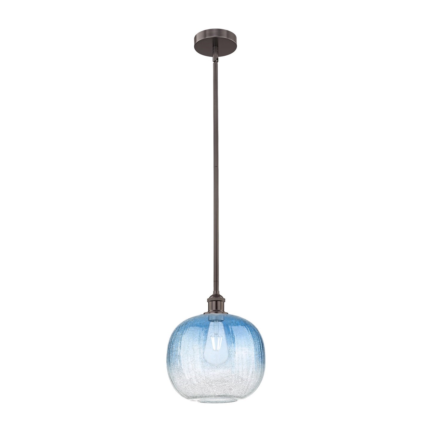 Innovations Brookhaven Sphere 11in 1-Light Mini Pendant | Industrial Oil Rubbed Bronze Steel and Sapphire Blue Glass | Kitchen | Model 616-1S-OB-G481-10SB
