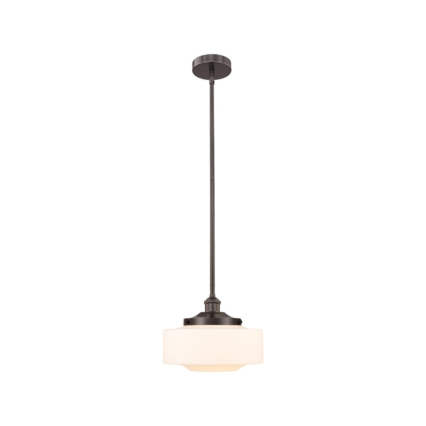 Innovations Bridgeton 12in 1-Light Mini Pendant | Traditional Oil Rubbed Bronze Steel and Matte White Frosted Glass | Kitchen | Model 616-1S-OB-G691-12