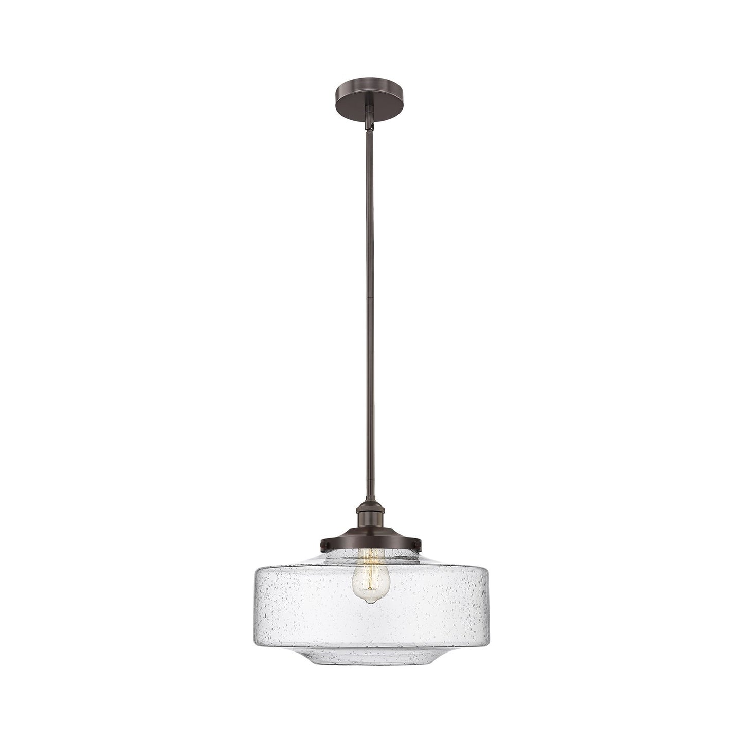 Innovations Bridgeton 16in 1-Light Mini Pendant | Traditional Oil Rubbed Bronze Steel and Seedy Glass | Kitchen Island & Dining | Model 616-1S-OB-G694-16