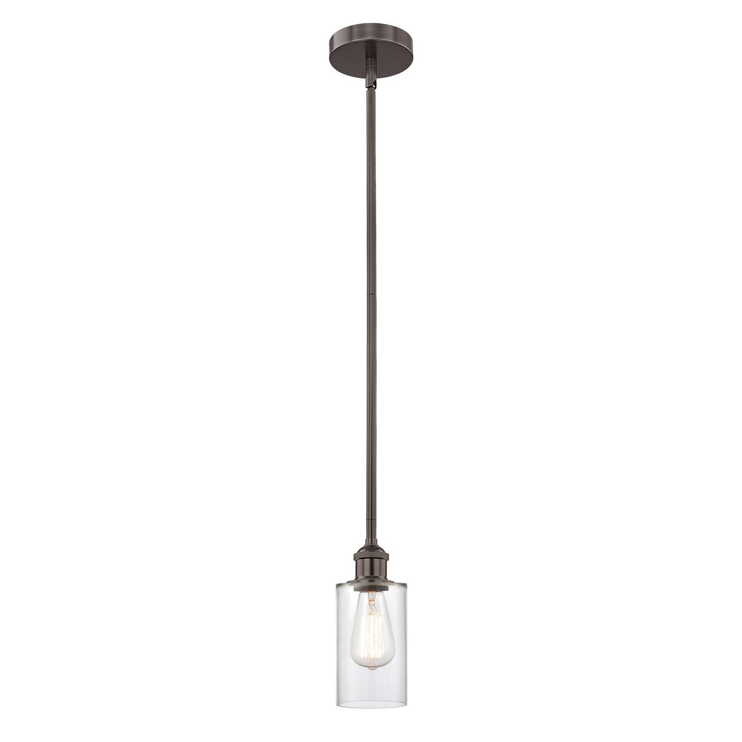 Innovations Clymer 4in 1-Light Mini Pendant | Transitional Oil Rubbed Bronze Steel and Clear Glass | Kitchen Island & Dining Room | Model 616-1S-OB-G802
