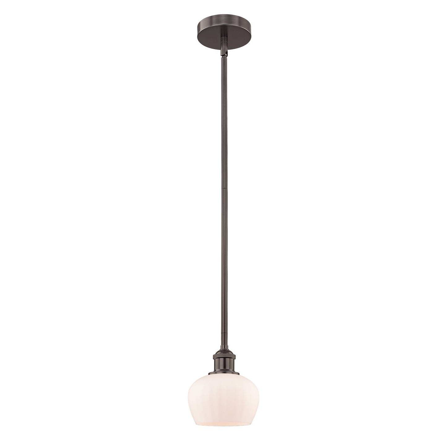 Innovations Fenton 7in 1-Light Mini Pendant | Industrial Oil Rubbed Bronze Steel and Matte White Ribbed Glass | Kitchen Island & | Model 616-1S-OB-G91