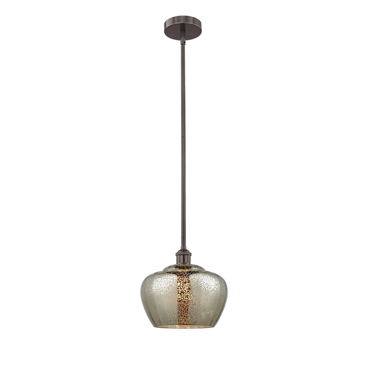 Innovations Fenton 11in 1-Light Mini Pendant | Industrial Oil Rubbed Bronze Steel and Mercury Ribbed Glass | Kitchen Island & | Model 616-1S-OB-G96-L