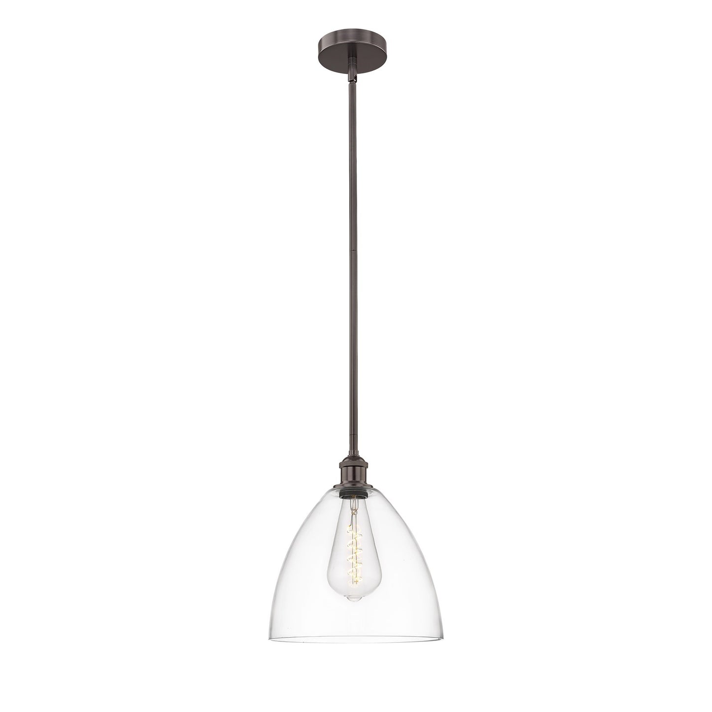 Innovations Bristol 12in 1-Light Mini Pendant | Industrial Oil Rubbed Bronze Steel and Clear Glass | Kitchen Island & Dining | Model 616-1S-OB-GBD-122