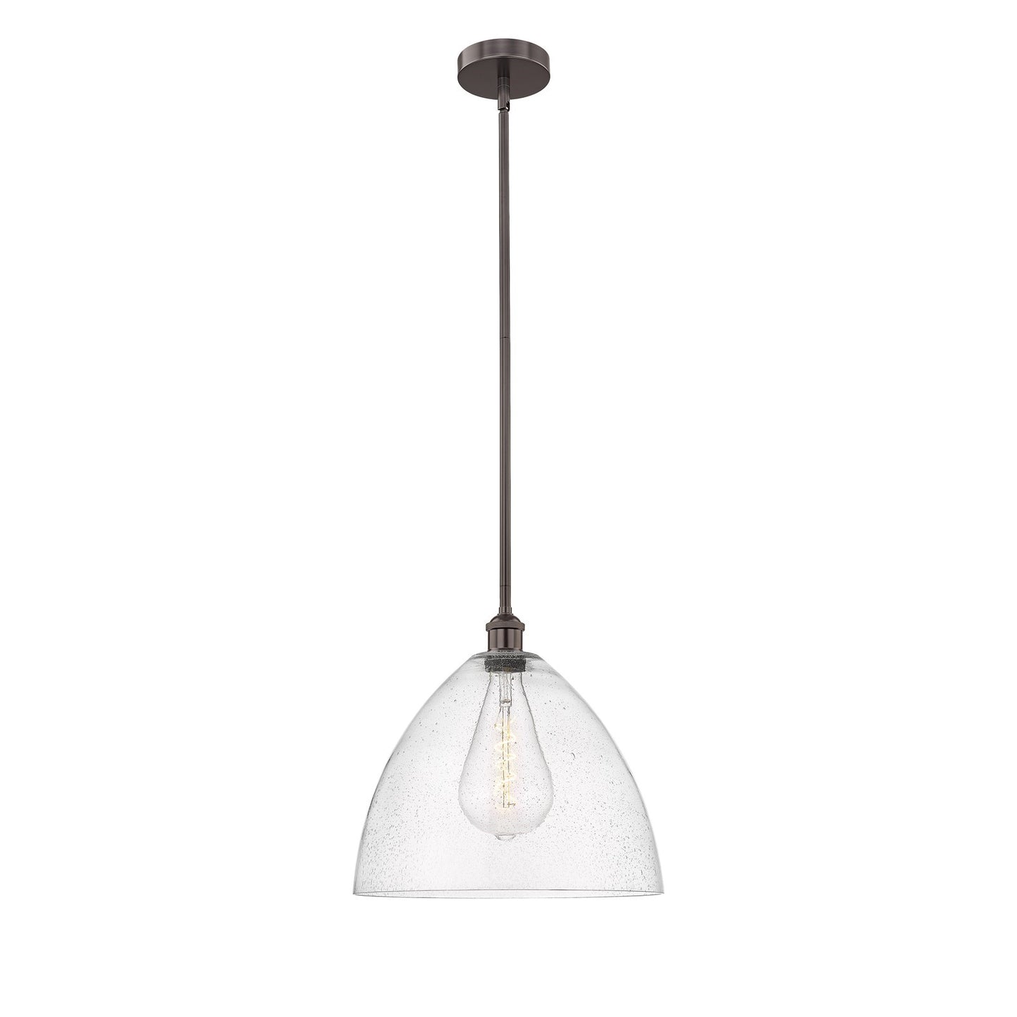 Innovations Bristol 16in 1-Light Pendant | Industrial Oil Rubbed Bronze Steel and Seedy Glass | Kitchen Island & Dining Room | Model 616-1S-OB-GBD-164