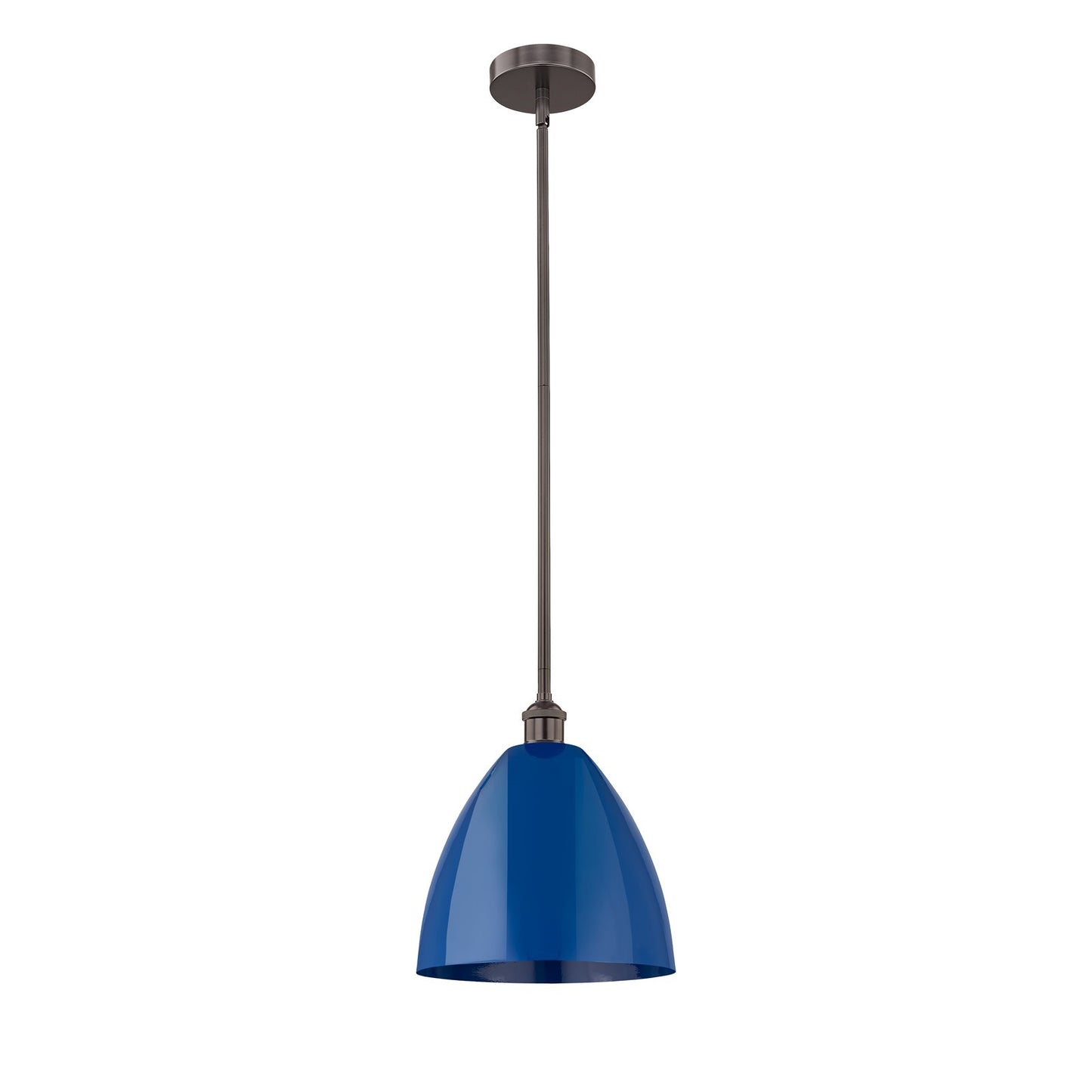 Innovations Plymouth 12in 1-Light Mini Pendant | Industrial Oil Rubbed Bronze Steel and Matte Blue Metal Shade | Kitchen | Model 616-1S-OB-MBD-12-BL