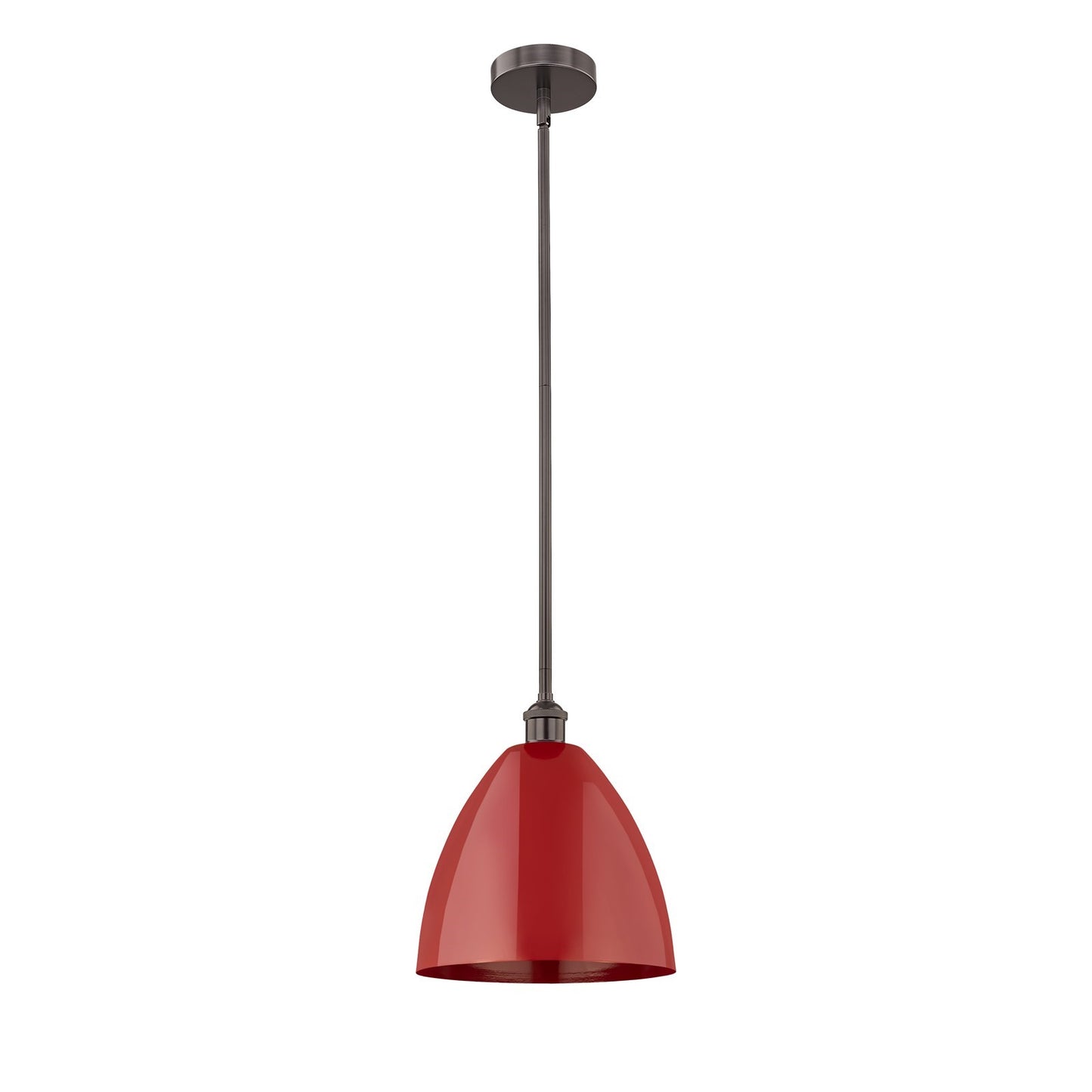 Innovations Plymouth 12in 1-Light Mini Pendant | Industrial Oil Rubbed Bronze Steel and Matte Red Metal | Kitchen Island & | Model 616-1S-OB-MBD-12-RD-LED