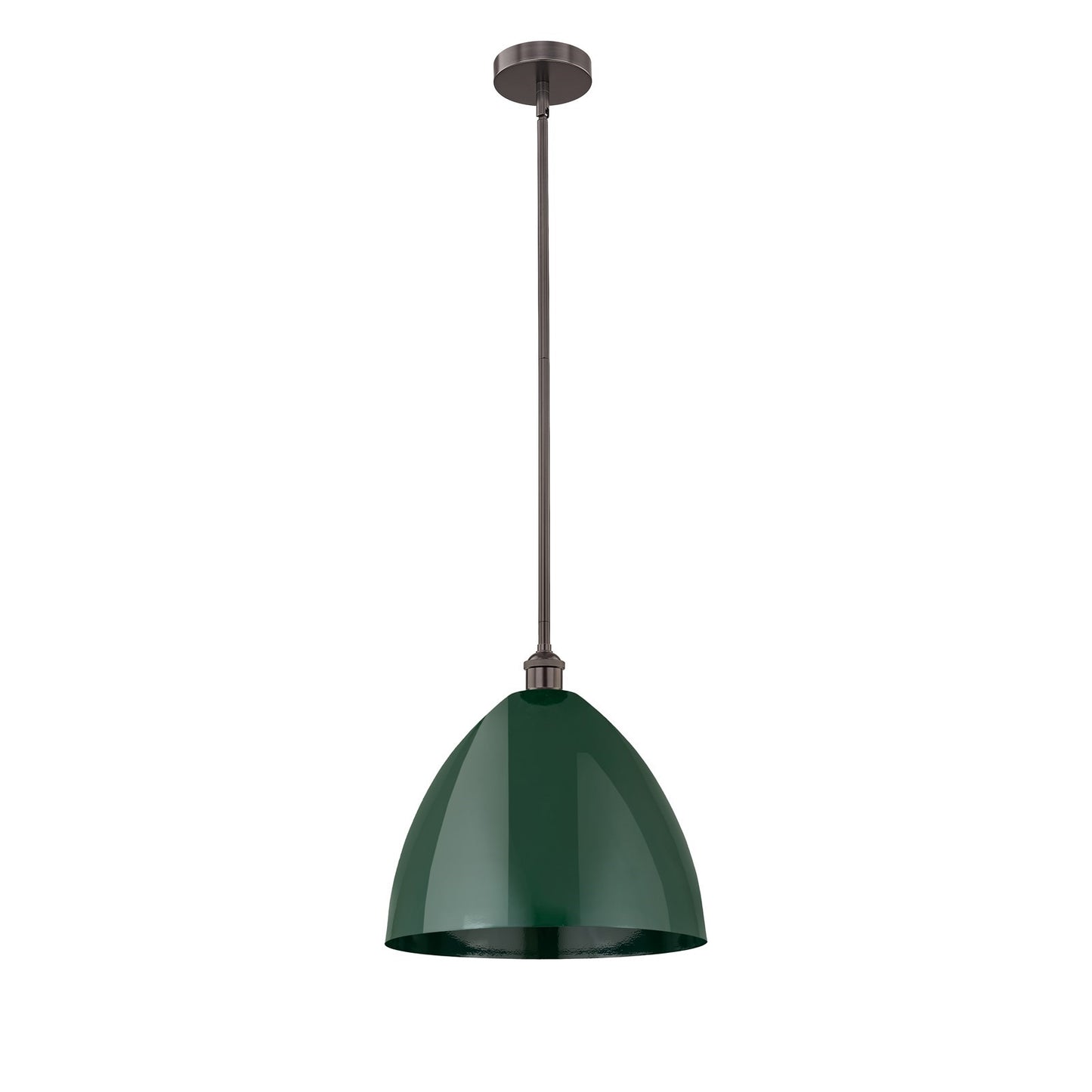 Innovations Plymouth 16in 1-Light Mini Pendant | Industrial Oil Rubbed Bronze Steel and Matte Green Metal Shade | Kitchen | Model 616-1S-OB-MBD-16-GR-LED