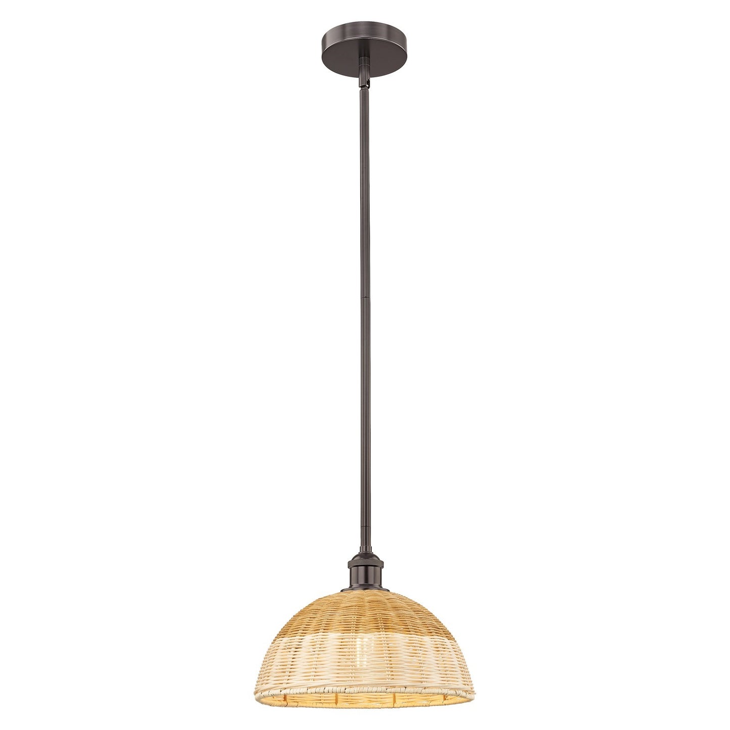 Innovations Lighting Bristol Natural II 12in 1-Light Mini Pendant | Industrial Oil Rubbed Bronze Steel and Natural Fiber | Model 616-1S-OB-NBD2-12-NAT