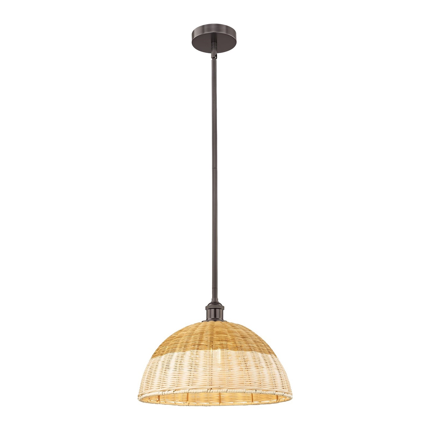 Innovations Lighting Bristol Natural II 16in 1-Light Mini Pendant | Industrial Oil Rubbed Bronze Steel and Natural Fiber | Model 616-1S-OB-NBD2-16-NAT