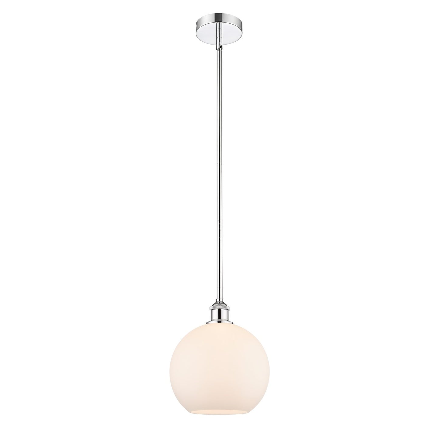 Innovations Athens 10in 1-Light Mini Pendant | Industrial Polished Chrome and Matte White Glass | Kitchen Island & Dining Room | Model 616-1S-PC-G121-10