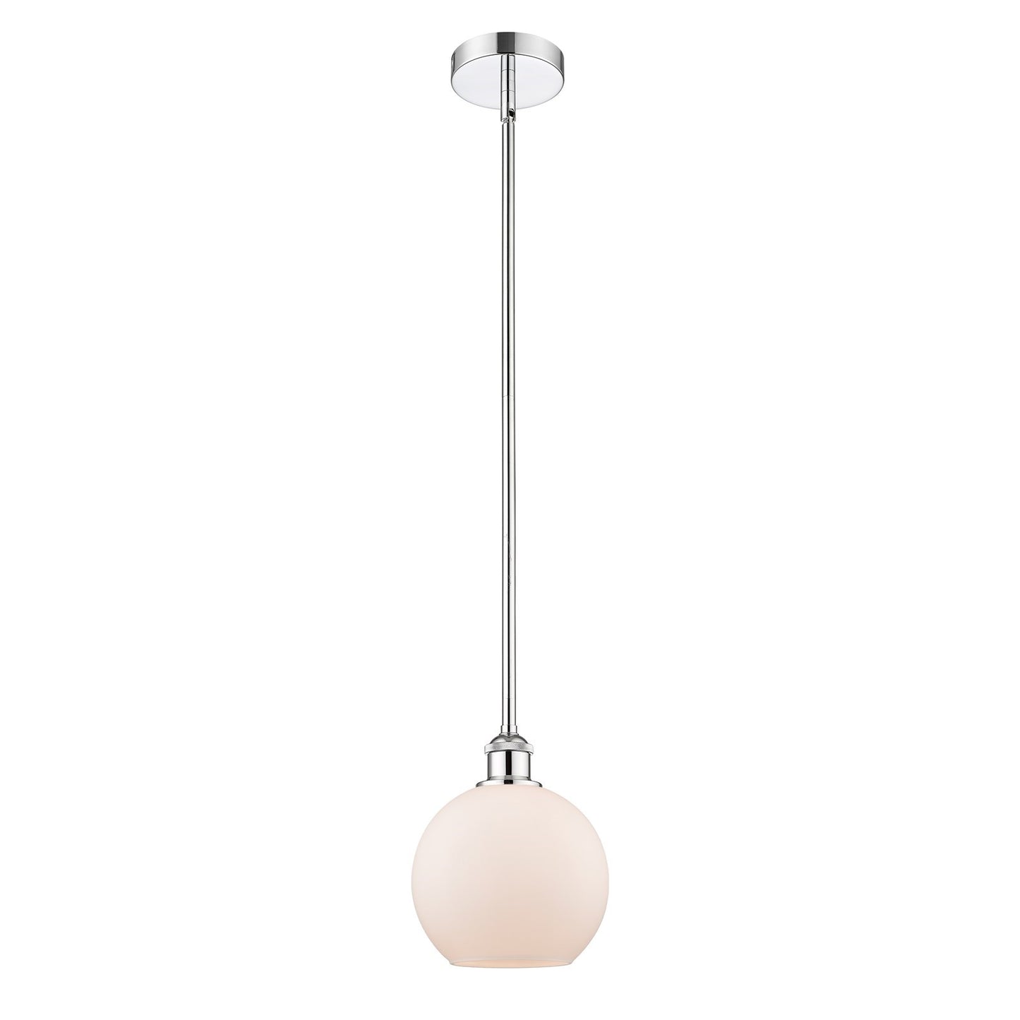 Innovations Athens 8in 1-Light Mini Pendant | Industrial Polished Chrome and Matte White Frosted Glass | Kitchen Island & Dining | Model 616-1S-PC-G121-8