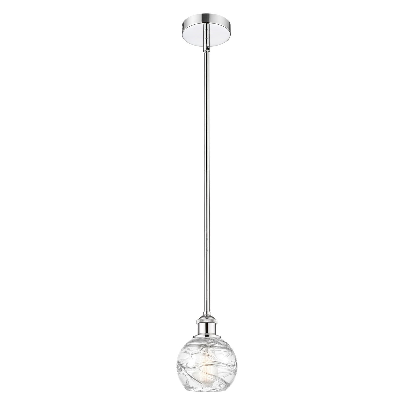 Innovations Athens Deco Swirl 6in 1-Light Mini Pendant | Industrial Polished Chrome Steel and Clear Deco Swirl Glass | Kitchen | Model 616-1S-PC-G1213-6CL