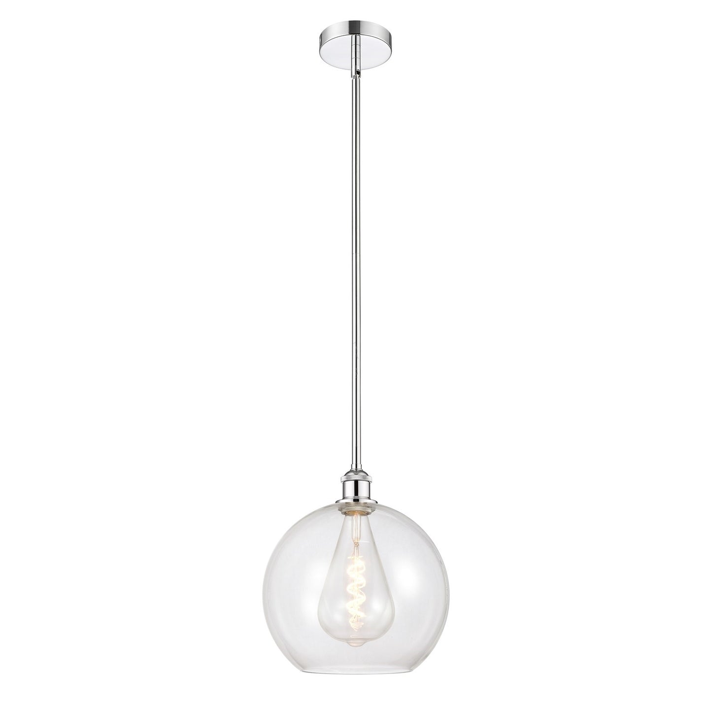 Innovations Athens 12in 1-Light Mini Pendant | Industrial Polished Chrome Steel and Clear Glass | Kitchen Island & Dining Room | Model 616-1S-PC-G122-12