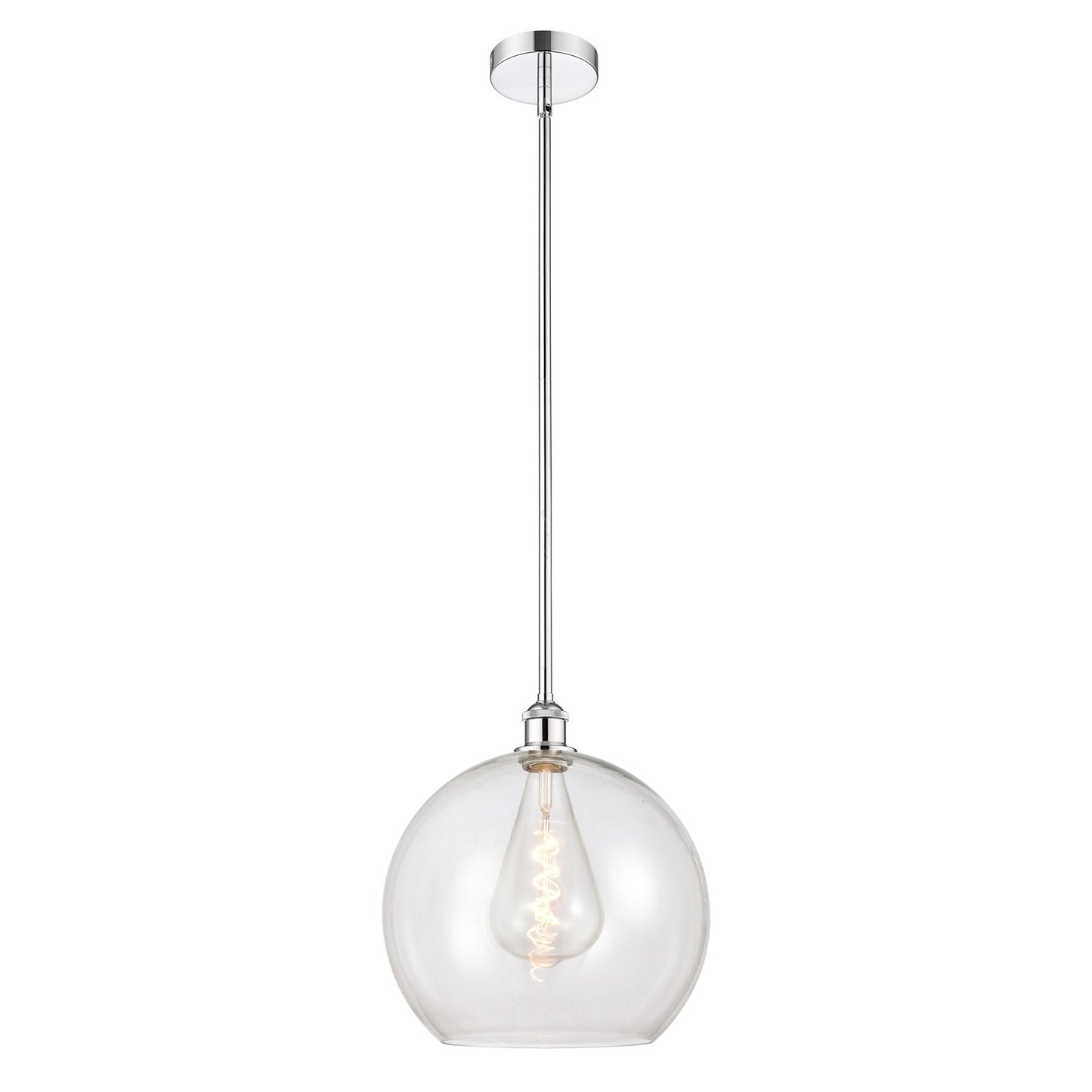 Innovations Athens 14in 1-Light Pendant | Industrial Polished Chrome Steel and Clear Glass | Kitchen Island & Dining Room | Model 616-1S-PC-G122-14-LED