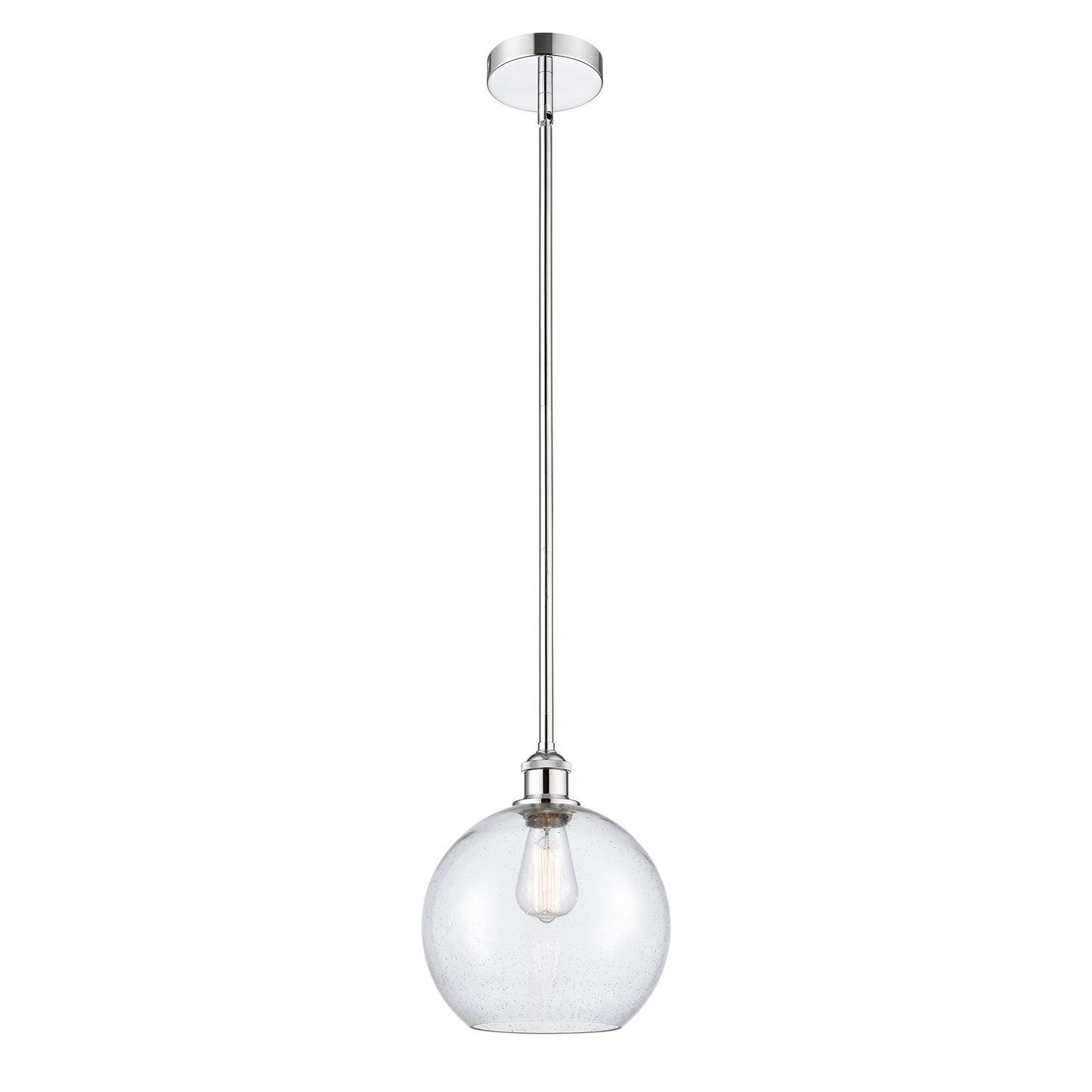 Innovations Athens 10in 1-Light Mini Pendant | Industrial Polished Chrome Steel and Seedy Glass | Kitchen Island & Dining | Model 616-1S-PC-G124-10-LED