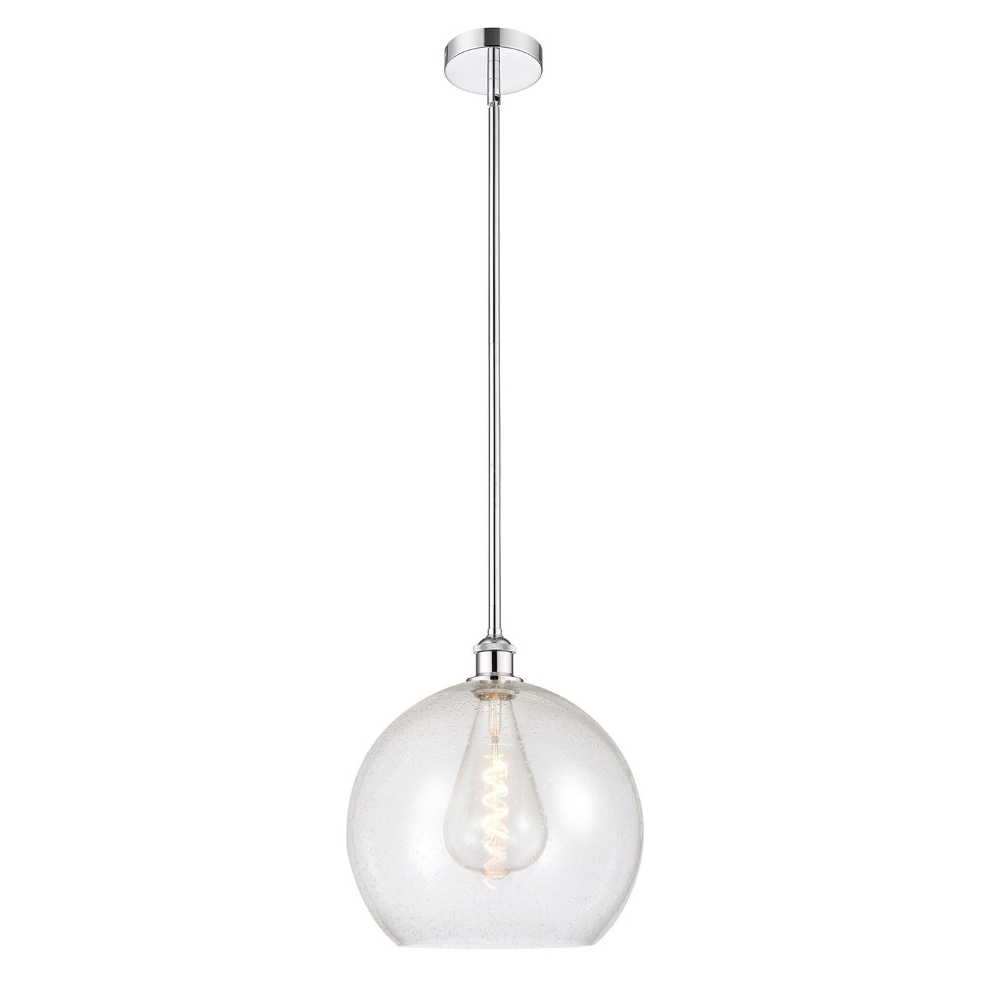 Innovations Athens 14in 1-Light Pendant | Industrial Polished Chrome Steel and Seedy Glass | Kitchen Island & Dining Room | Model 616-1S-PC-G124-14