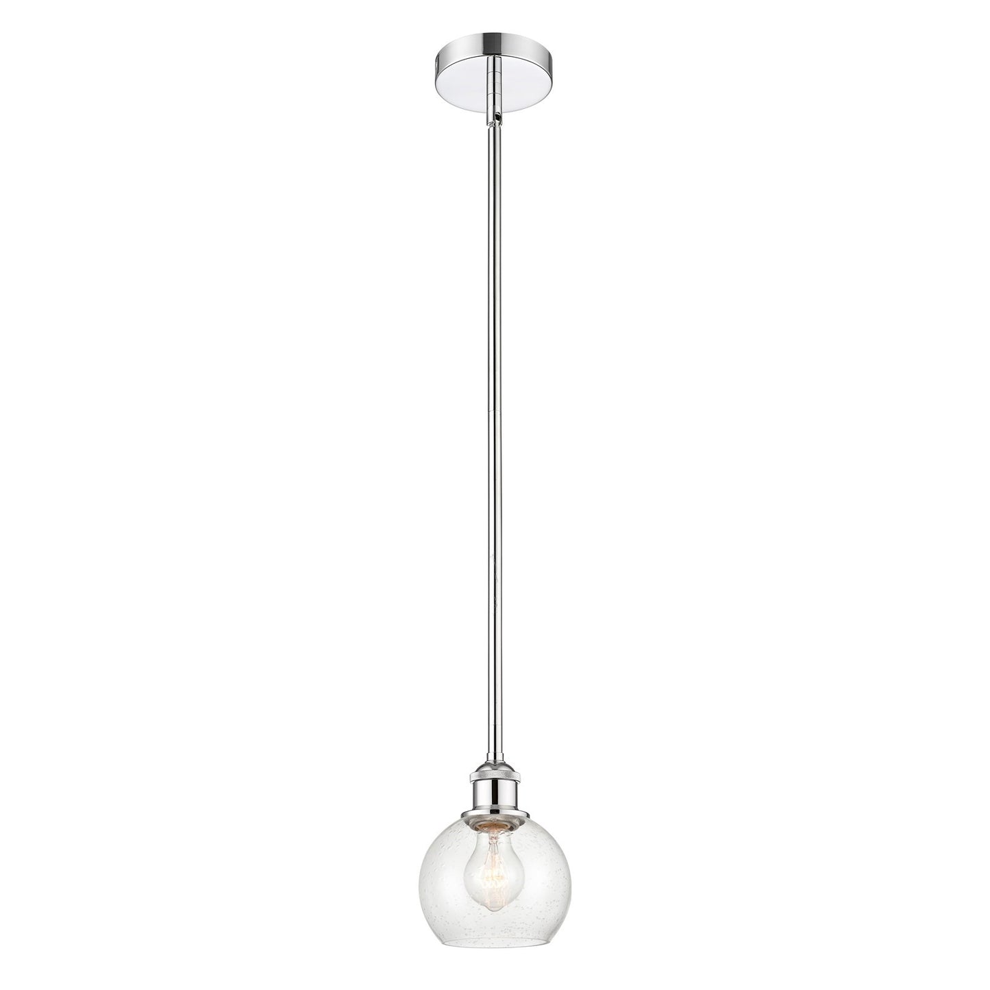 Innovations Athens 6in 1-Light Mini Pendant | Industrial Polished Chrome Steel and Seedy Glass | Kitchen Island & Dining Room | Model 616-1S-PC-G124-6-LED