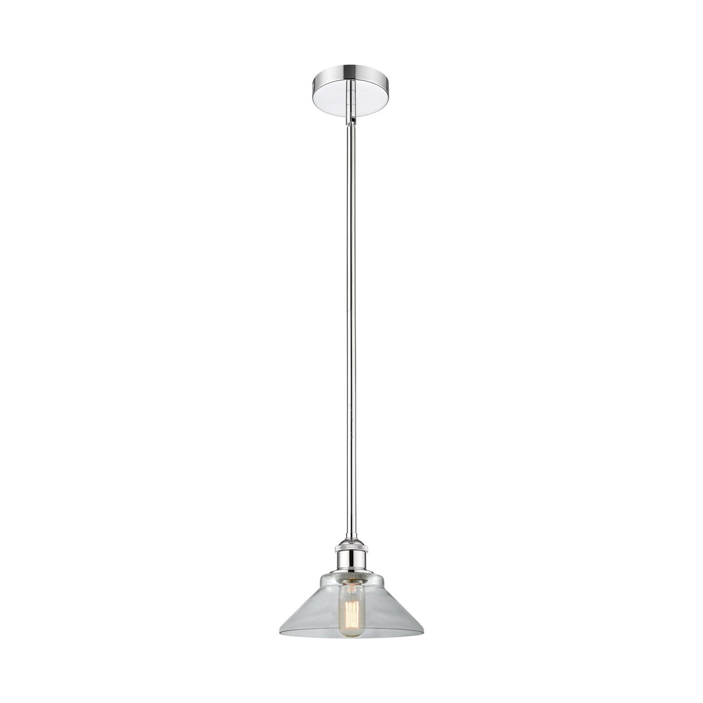 Innovations Orwell 8in 1-Light Mini Pendant | Industrial Polished Chrome Steel and Clear Glass | Kitchen Island & Dining Room | Model 616-1S-PC-G132