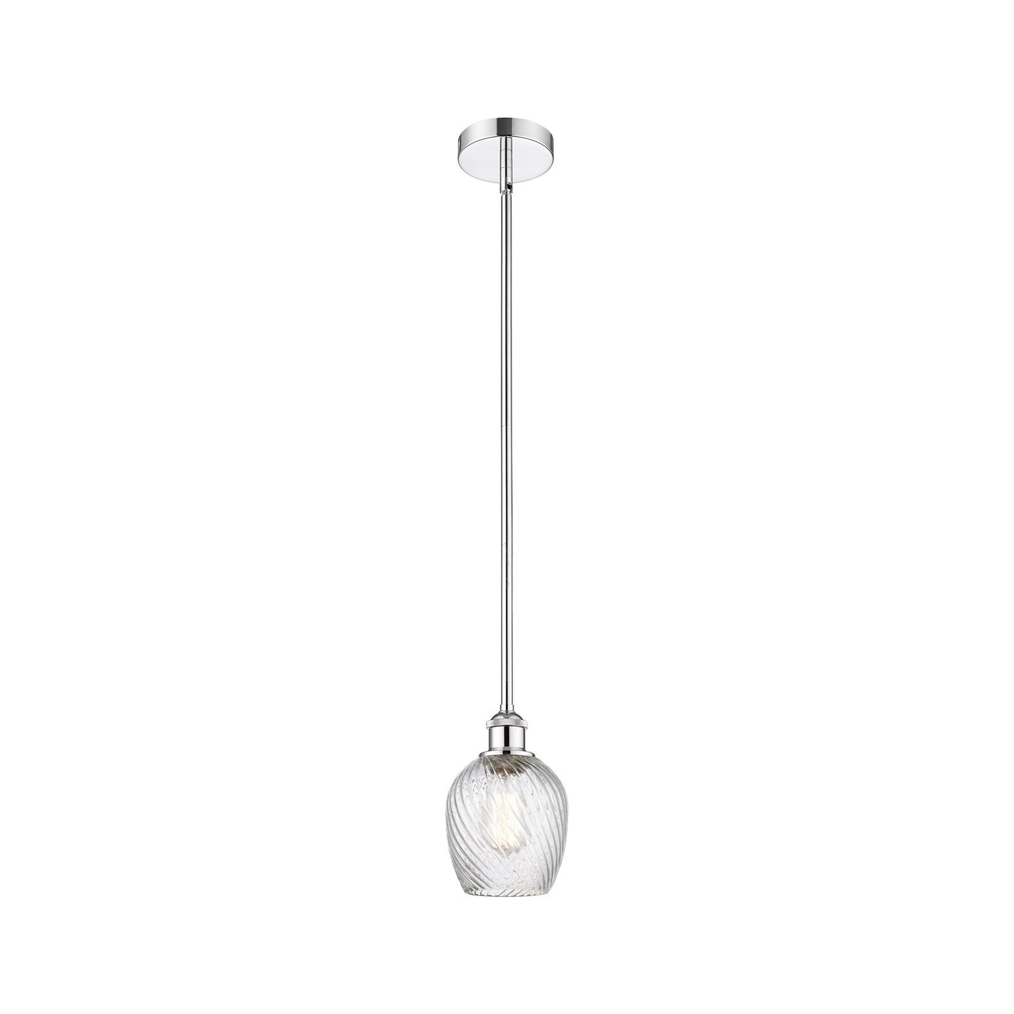 Innovations Salina 6in 1-Light Mini Pendant | Industrial Polished Chrome Steel and Clear Spiral Fluted Glass | Kitchen Island & | Model 616-1S-PC-G292
