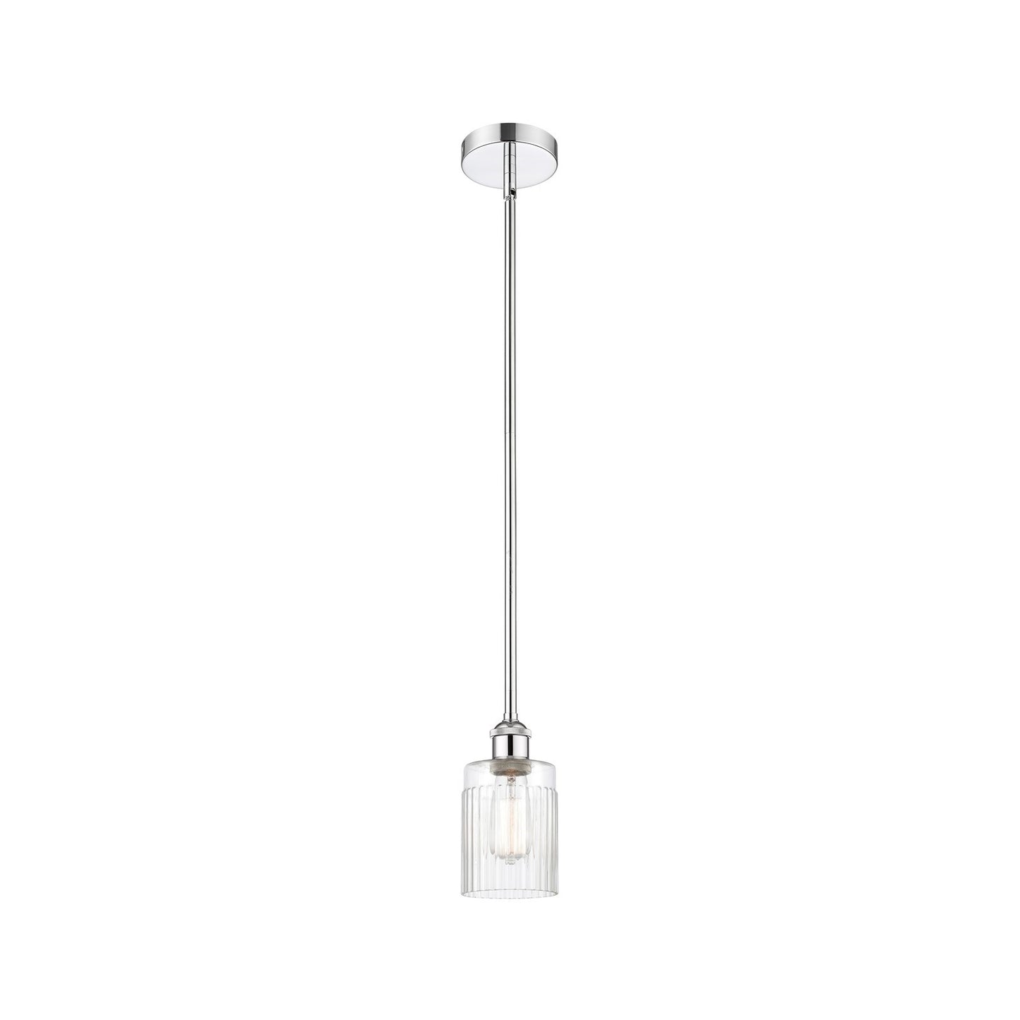 Innovations Hadley 4.5in 1-Light Mini Pendant | Art Nouveau Polished Chrome Steel and Clear Ribbed Glass | Kitchen Island & | Model 616-1S-PC-G342-LED
