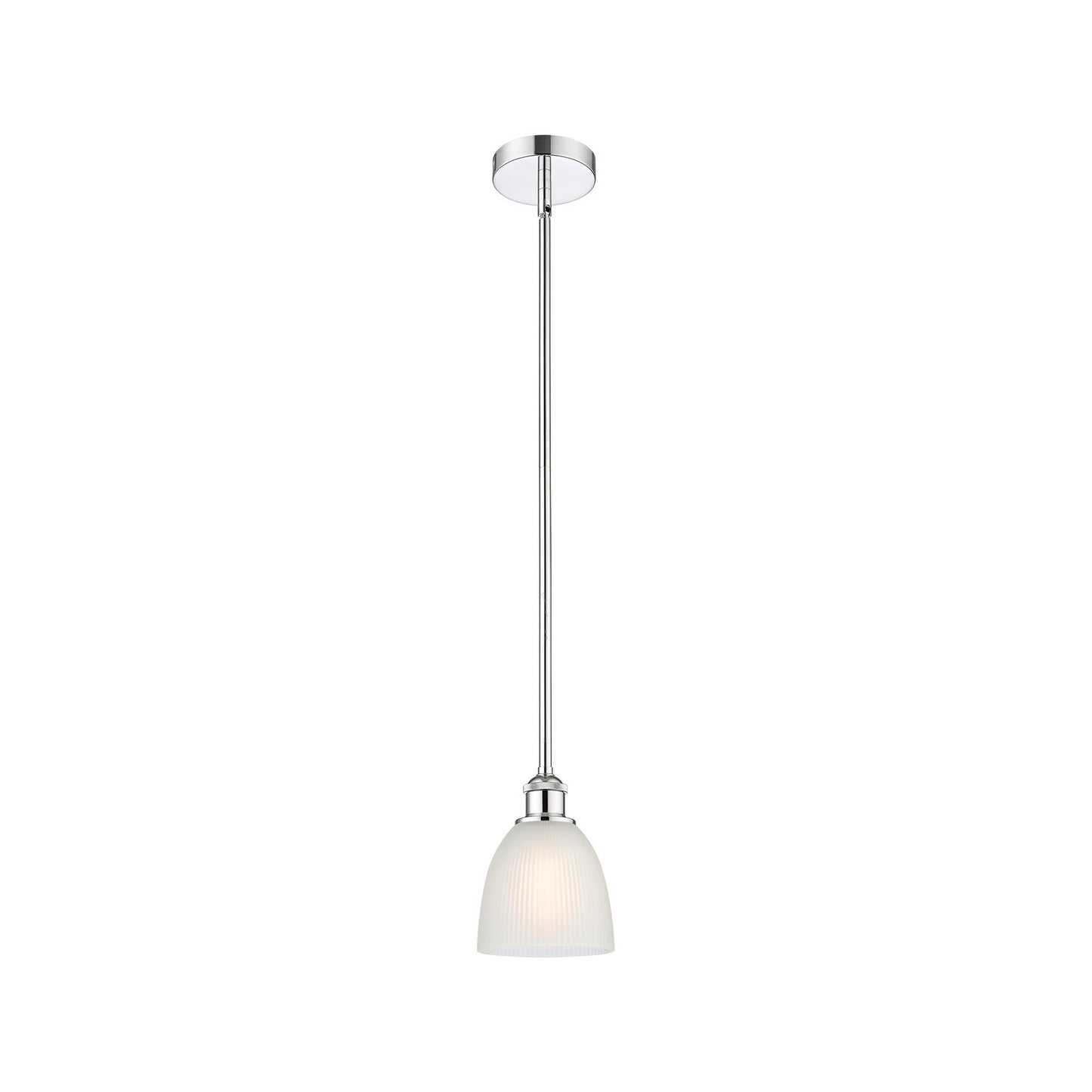 Innovations Castile 6in 1-Light Mini Pendant | Industrial Polished Chrome and White Glass | Kitchen Island & Dining Room | Model 616-1S-PC-G381-LED
