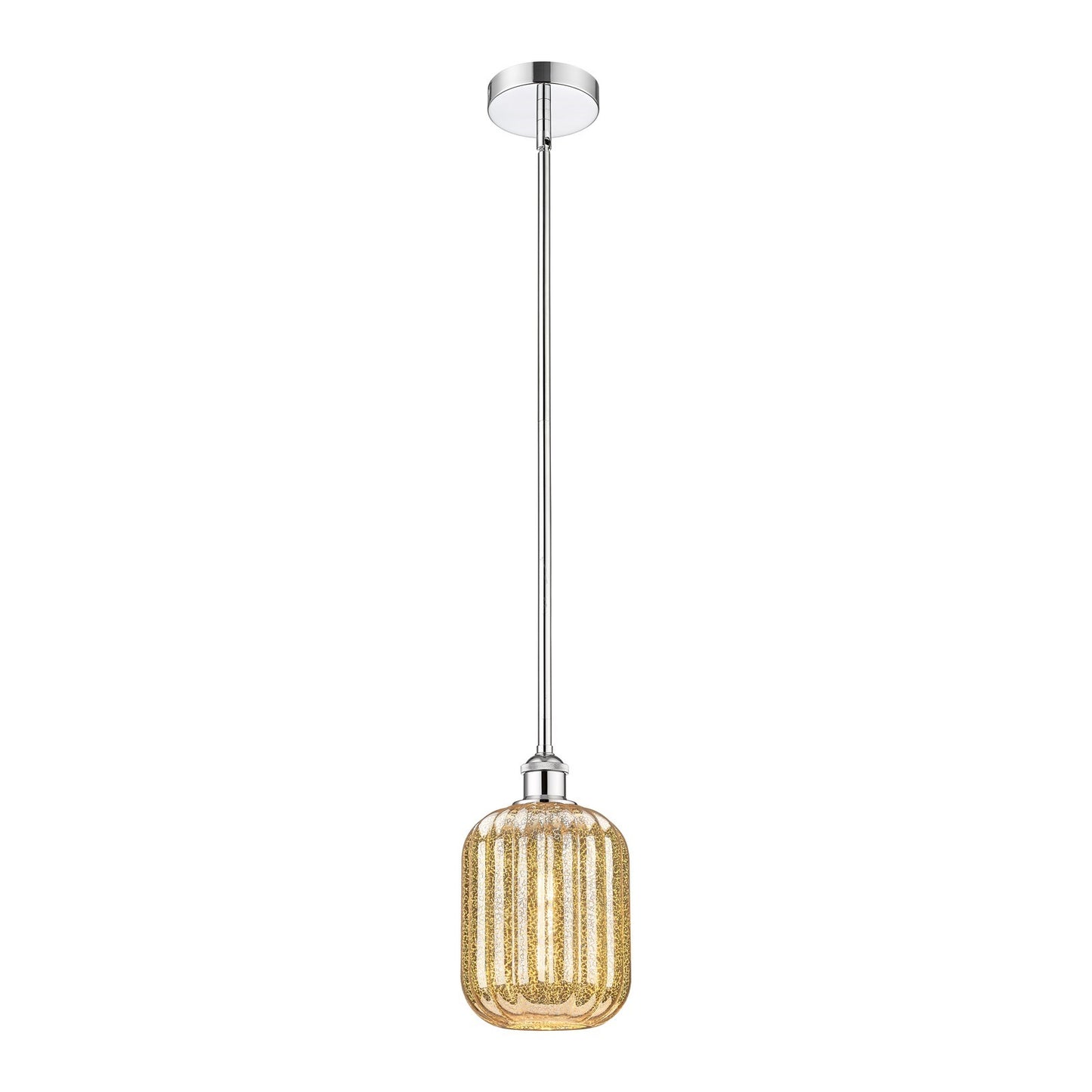 Innovations Preston Cylinder 6.75in 1-Light Mini Pendant | Industrial Polished Chrome Steel and Mercury Glass | Kitchen Island | Model 616-1S-PC-G460-7ME