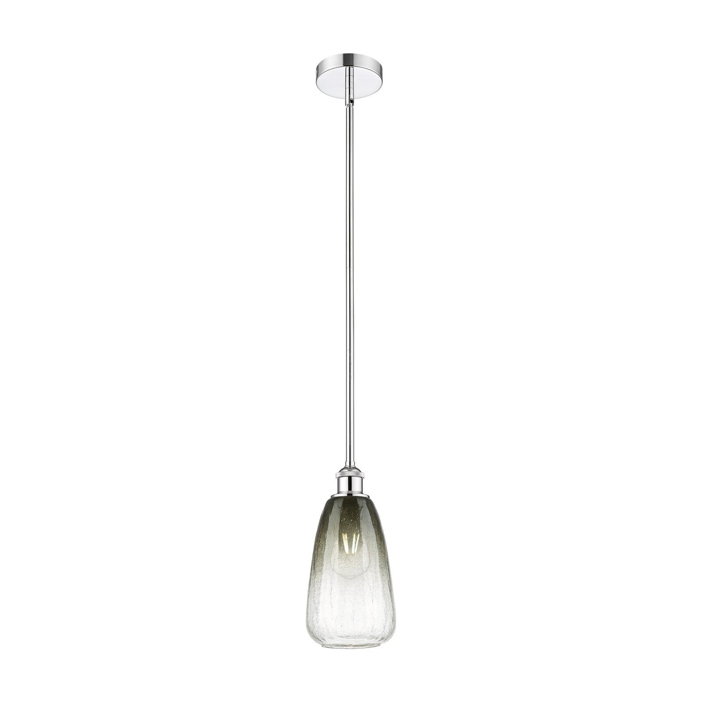 Innovations Brookhaven Almond 6in 1-Light Mini Pendant | Industrial Polished Chrome and Matte Black Glass | Kitchen Island & | Model 616-1S-PC-G480-6SL
