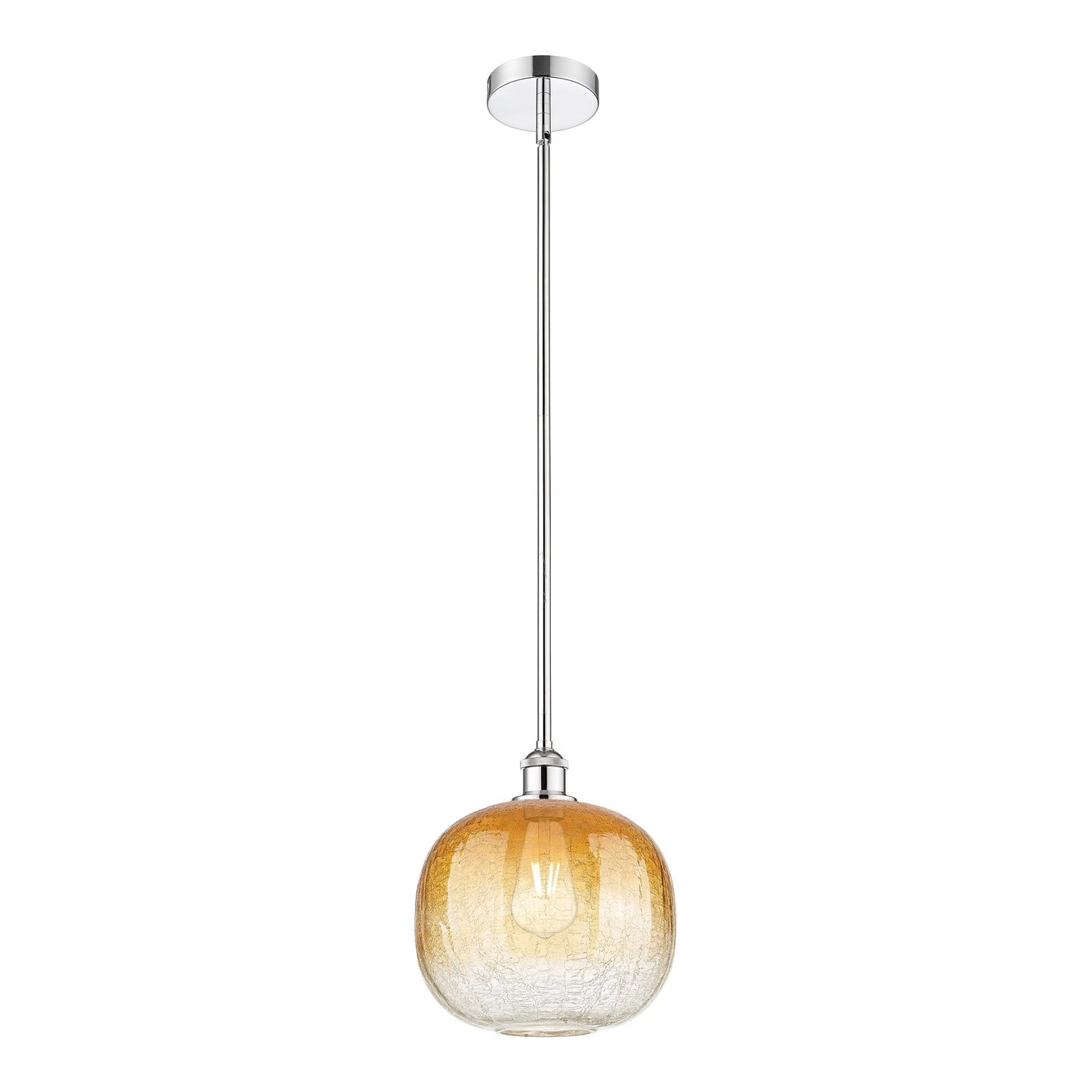 Innovations Brookhaven Sphere 11in 1-Light Mini Pendant | Industrial Polished Chrome and Amber Glass | Kitchen Island & Dining | Model 616-1S-PC-G481-10AM