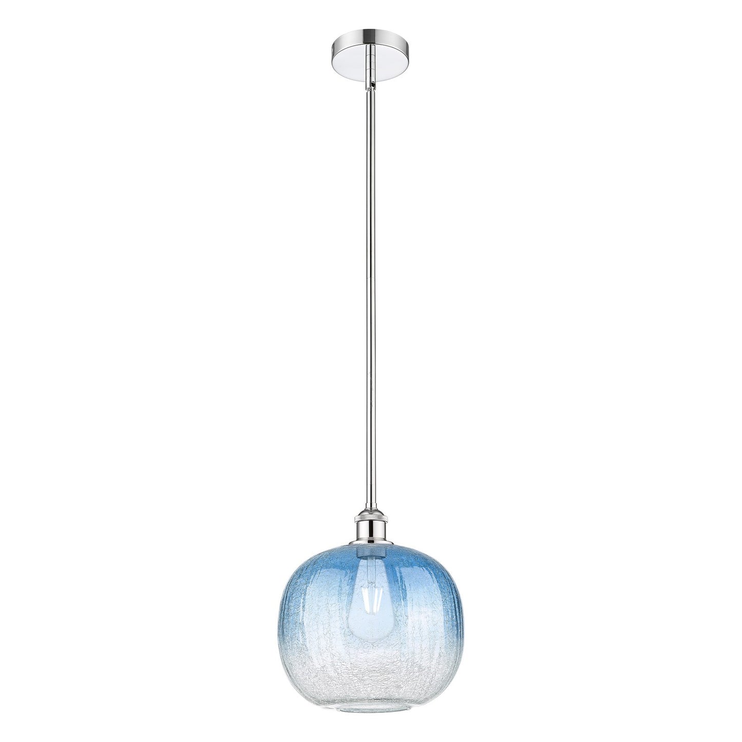 Innovations Brookhaven Sphere 11in 1-Light Mini Pendant | Industrial Polished Chrome and Sapphire Blue Glass | Kitchen Island | Model 616-1S-PC-G481-10SB