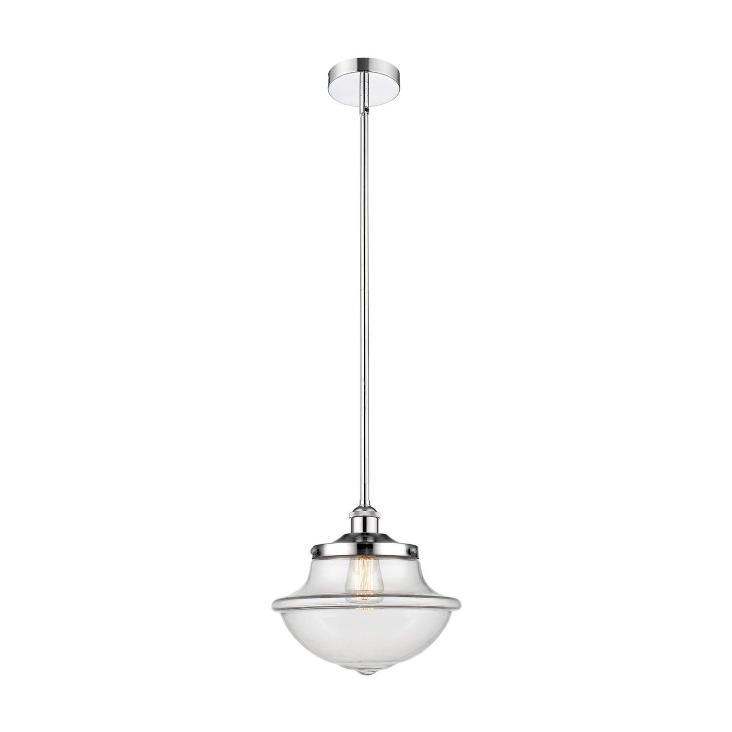 Innovations Oxford 12in 1-Light Mini Pendant | Industrial Polished Chrome Steel and Clear Glass | Kitchen Island & Dining Room | Model 616-1S-PC-G542