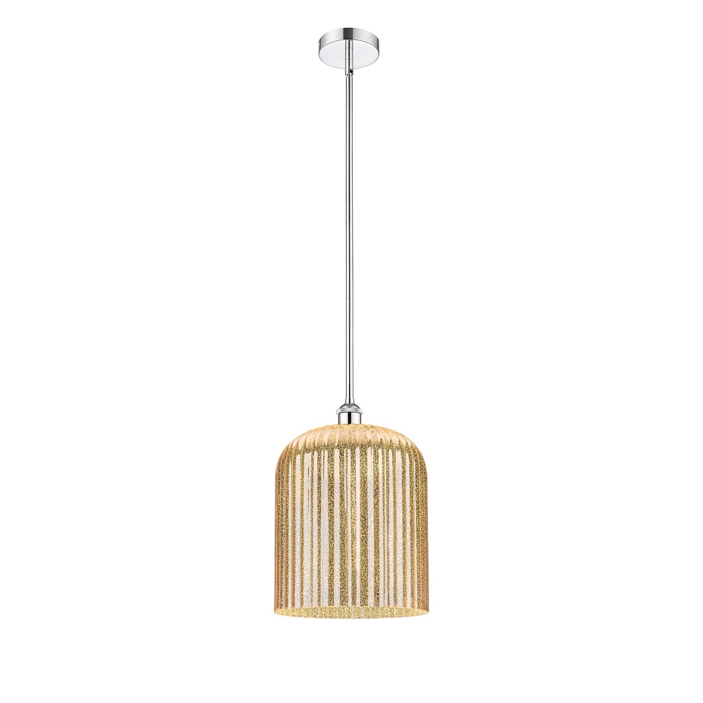 Innovations Bridal Veil 5in 1-Light Mini Pendant | Art Nouveau Polished Chrome and Mercury Ribbed Glass | Kitchen Island & | Model 616-1S-PC-G559-12ME