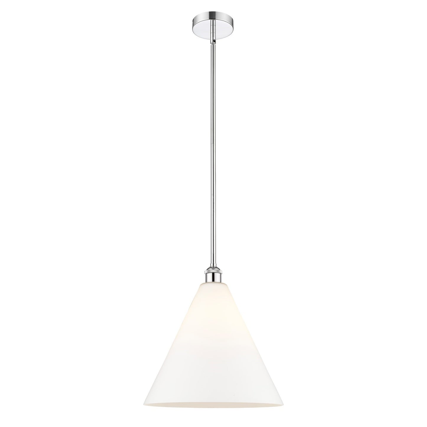 Innovations Berkshire Glass 16in 1-Light Pendant | Industrial Polished Chrome and Matte White Glass | Kitchen Island & | Model 616-1S-PC-GBC-161-LED